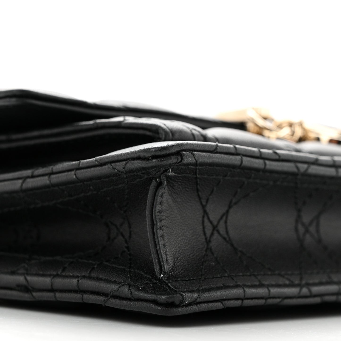 Lambskin Cannage Miss Dior Chain Pouch Black