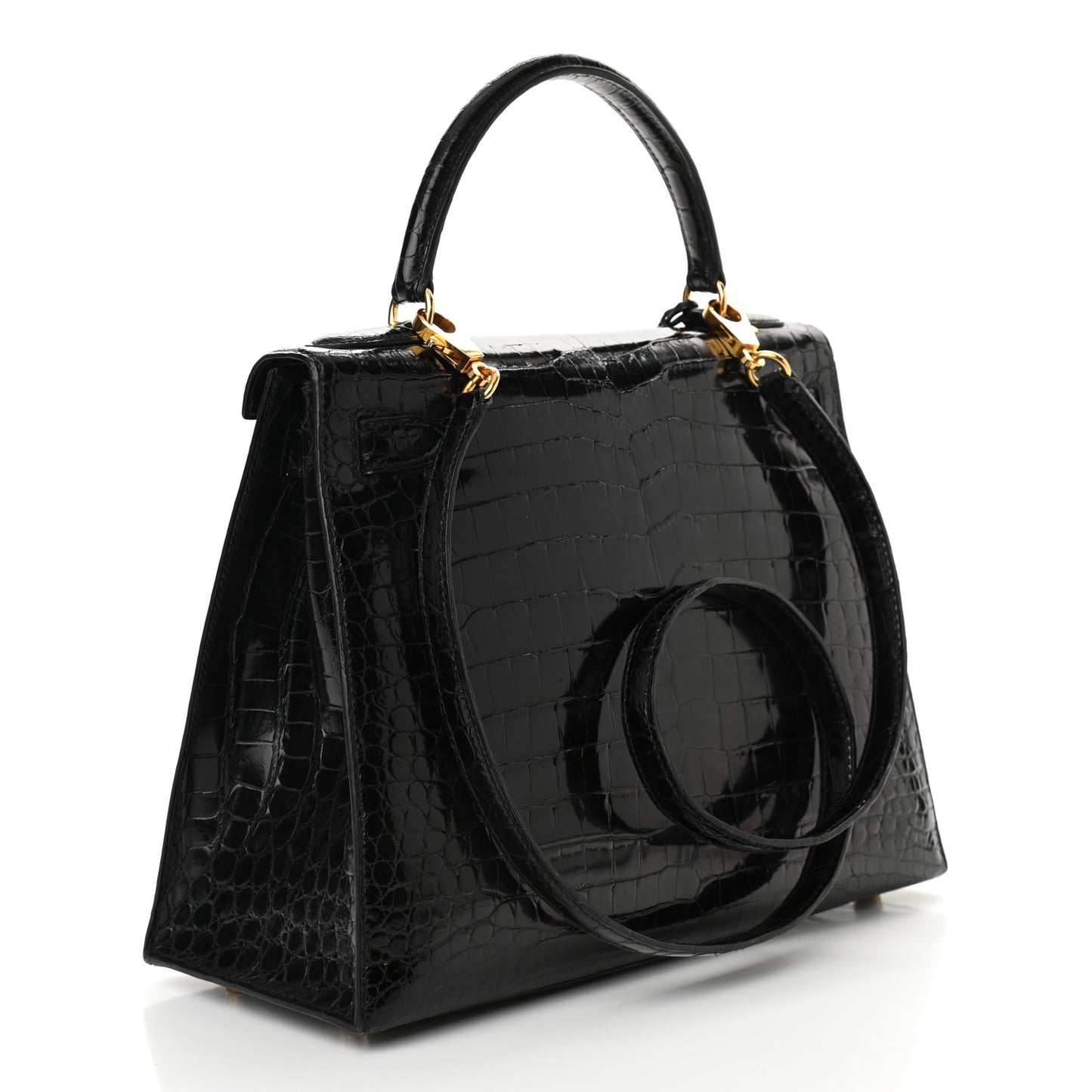 Shiny Niloticus Crocodile Kelly Sellier 28 Black