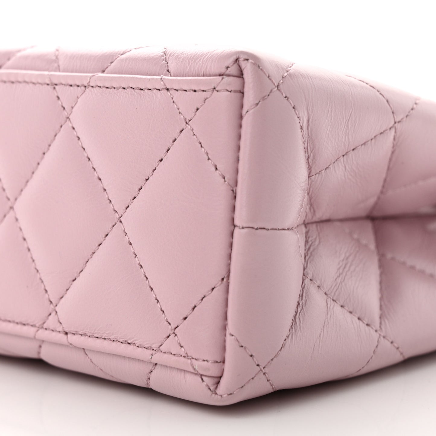 Shiny Aged Calfskin Quilted Nano Kelly Shopper Pink