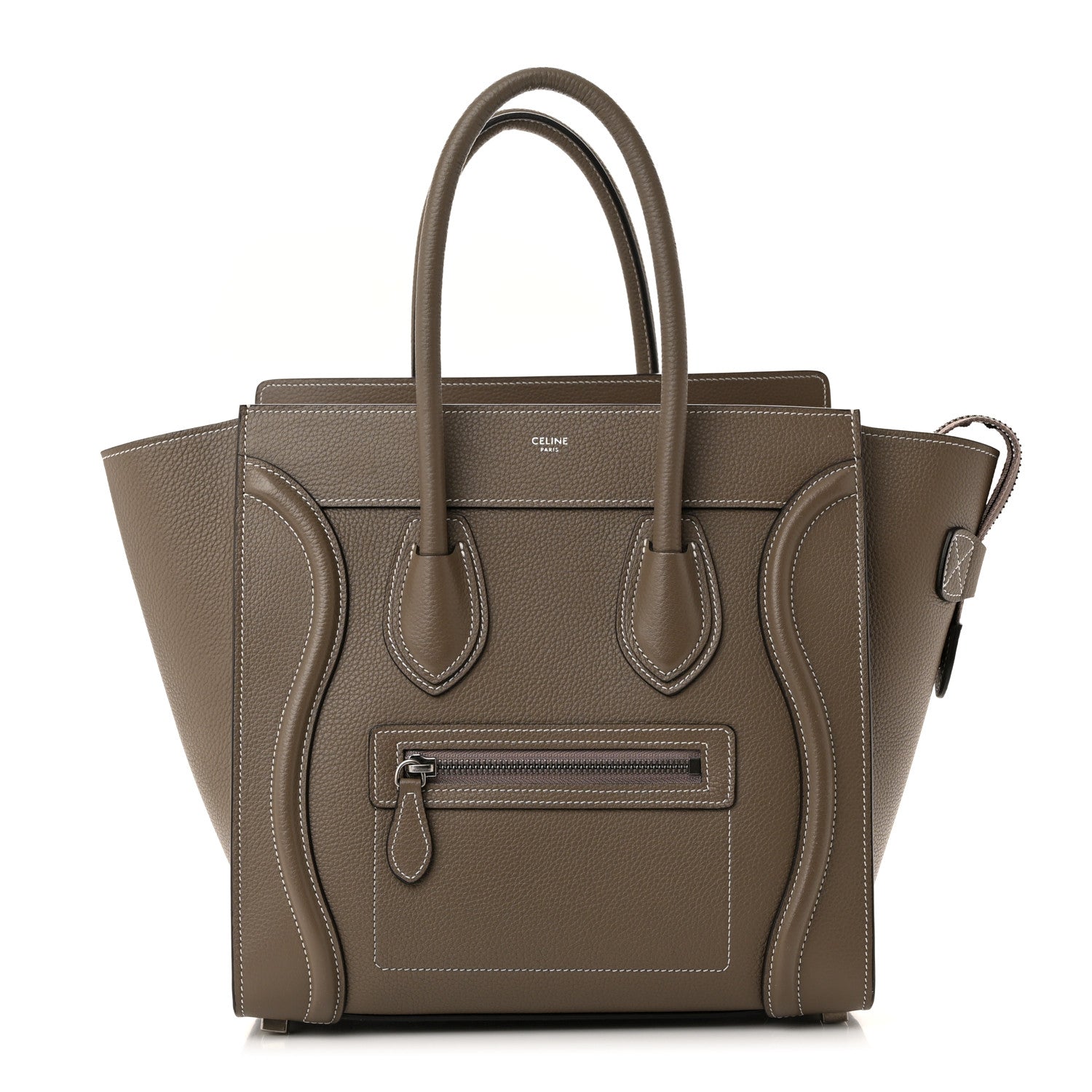 Celine Drummed Calfskin Micro Luggage Souris 1 of 9