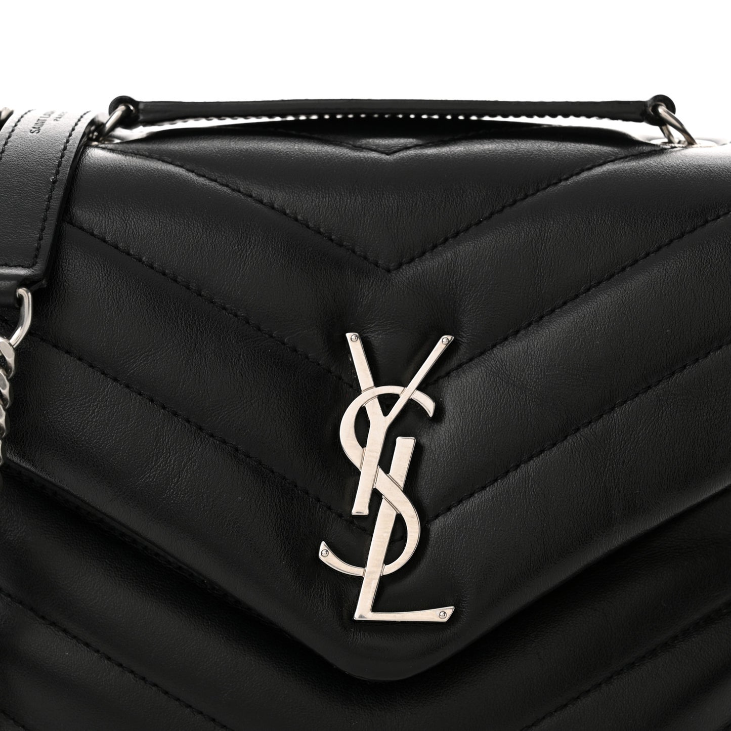 Calfskin Y Quilted Monogram Small Loulou Chain Satchel Black