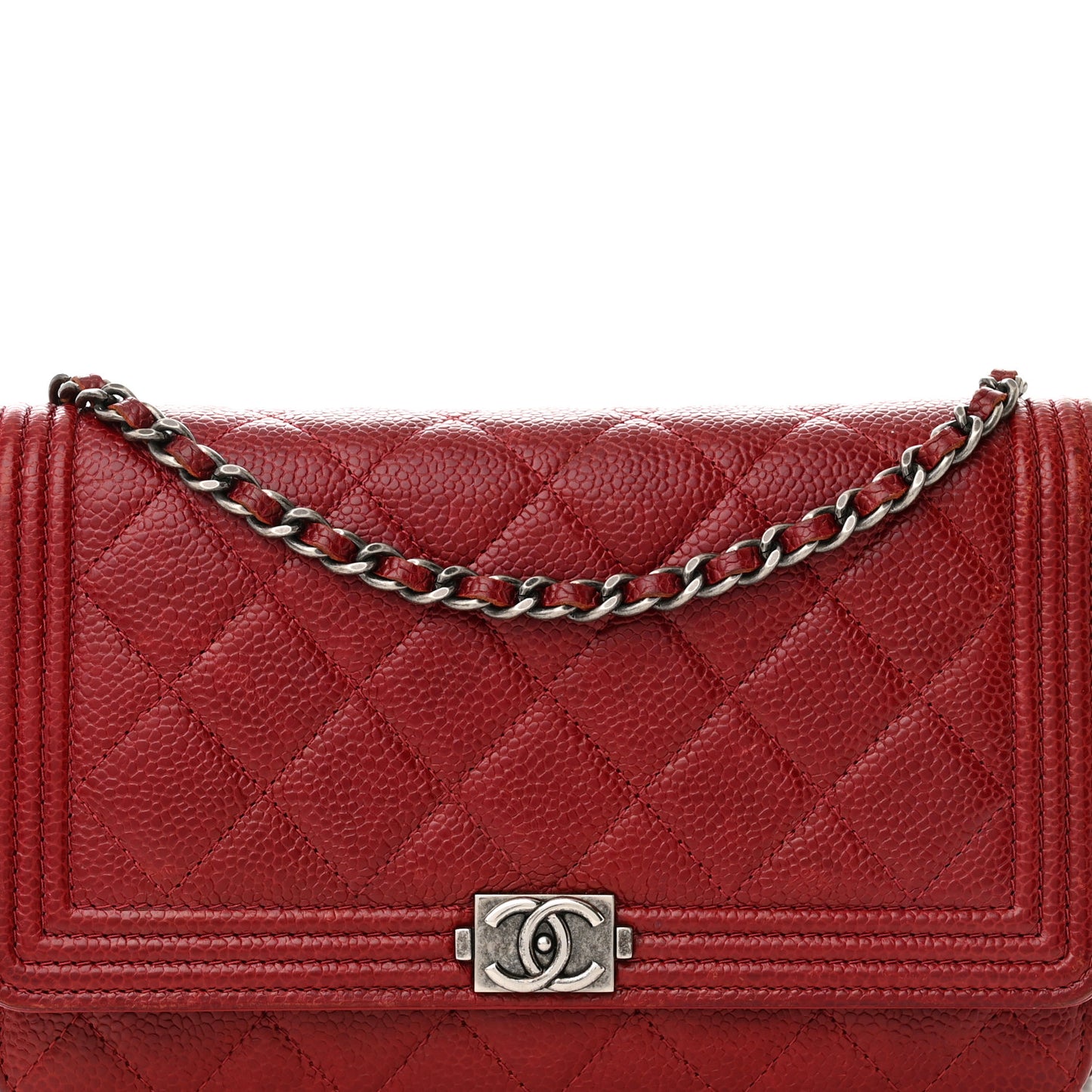 Caviar Quilted Boy Wallet On Chain WOC Red