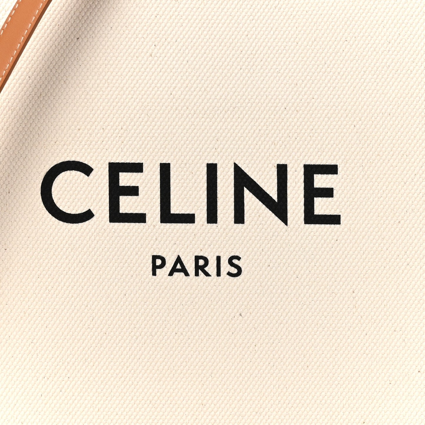 Canvas Calfskin Logo Print Small Vertical Cabas Natural Tan