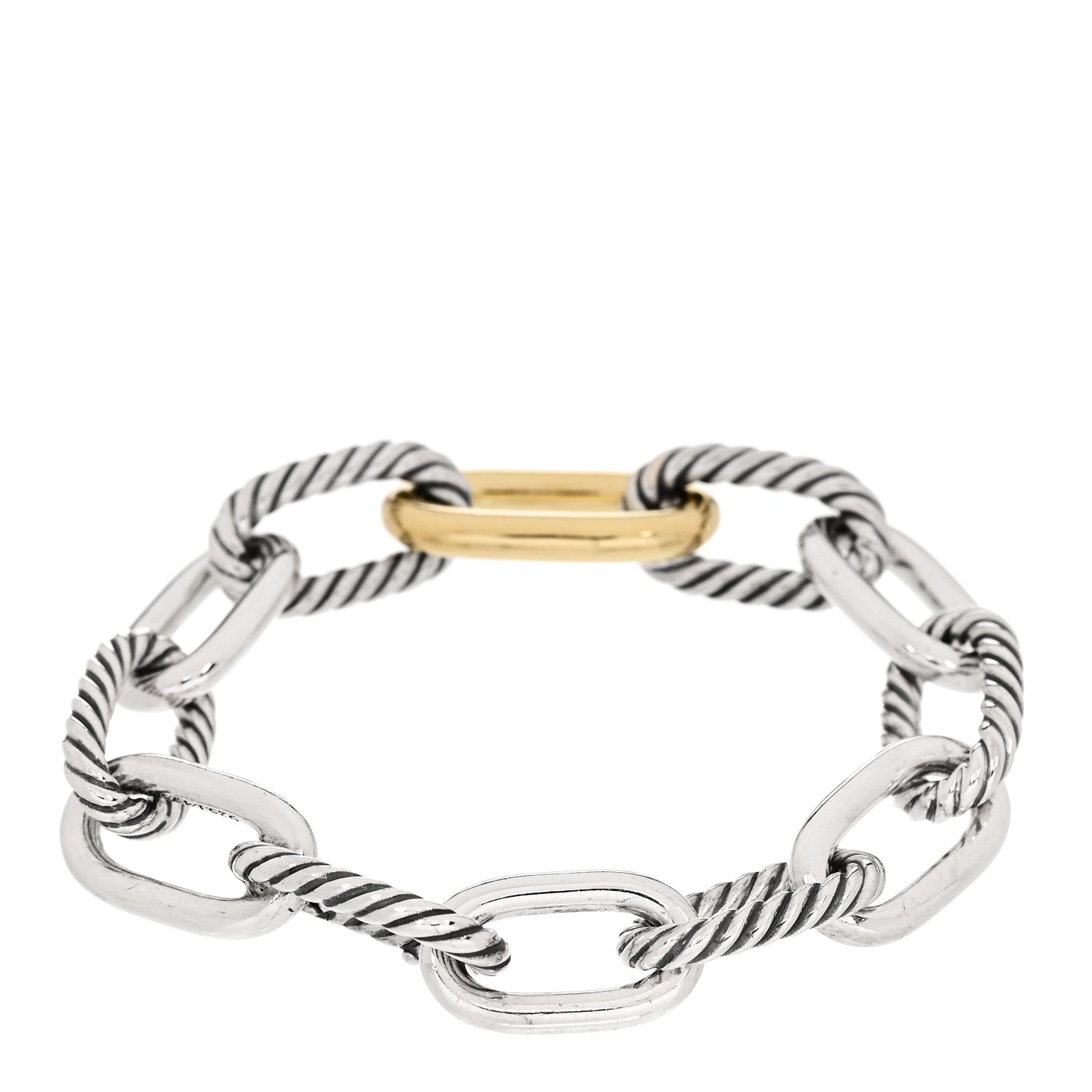 David Yurman Sterling Silver 18K Yellow Gold 11mm Madison Chain Bracelet 2 of 3