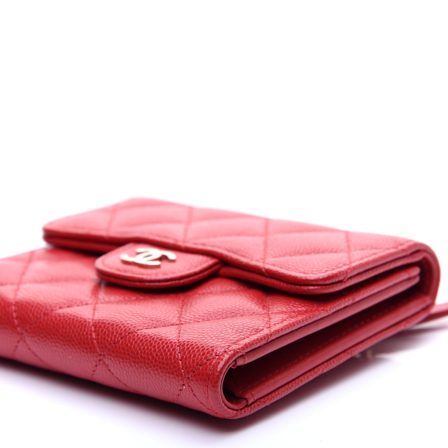 Caviar Quilted Small Flap Wallet Red