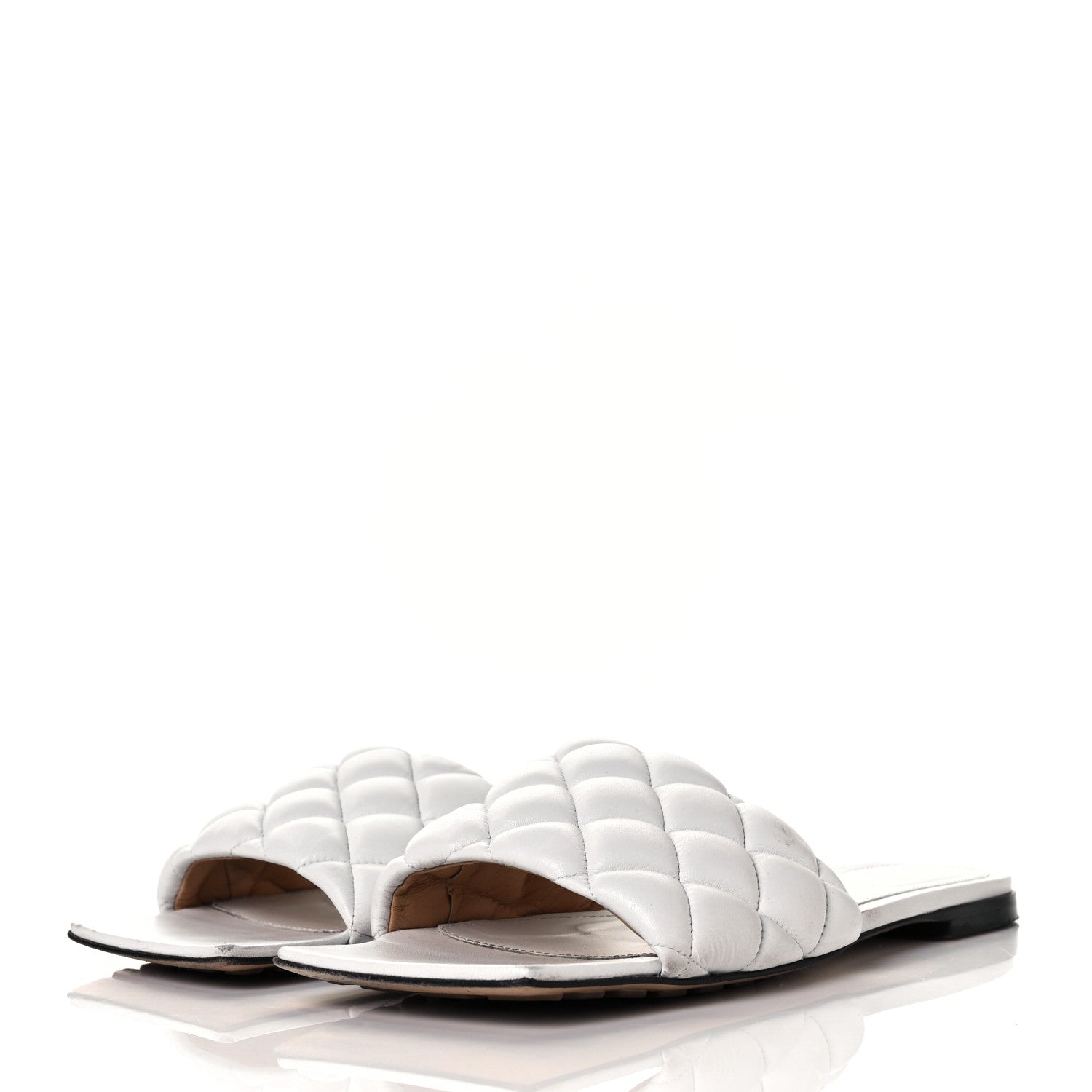 Bottega Veneta Nappa Matelasse Padded Flat Sandals 38 Optic White 3 of 11