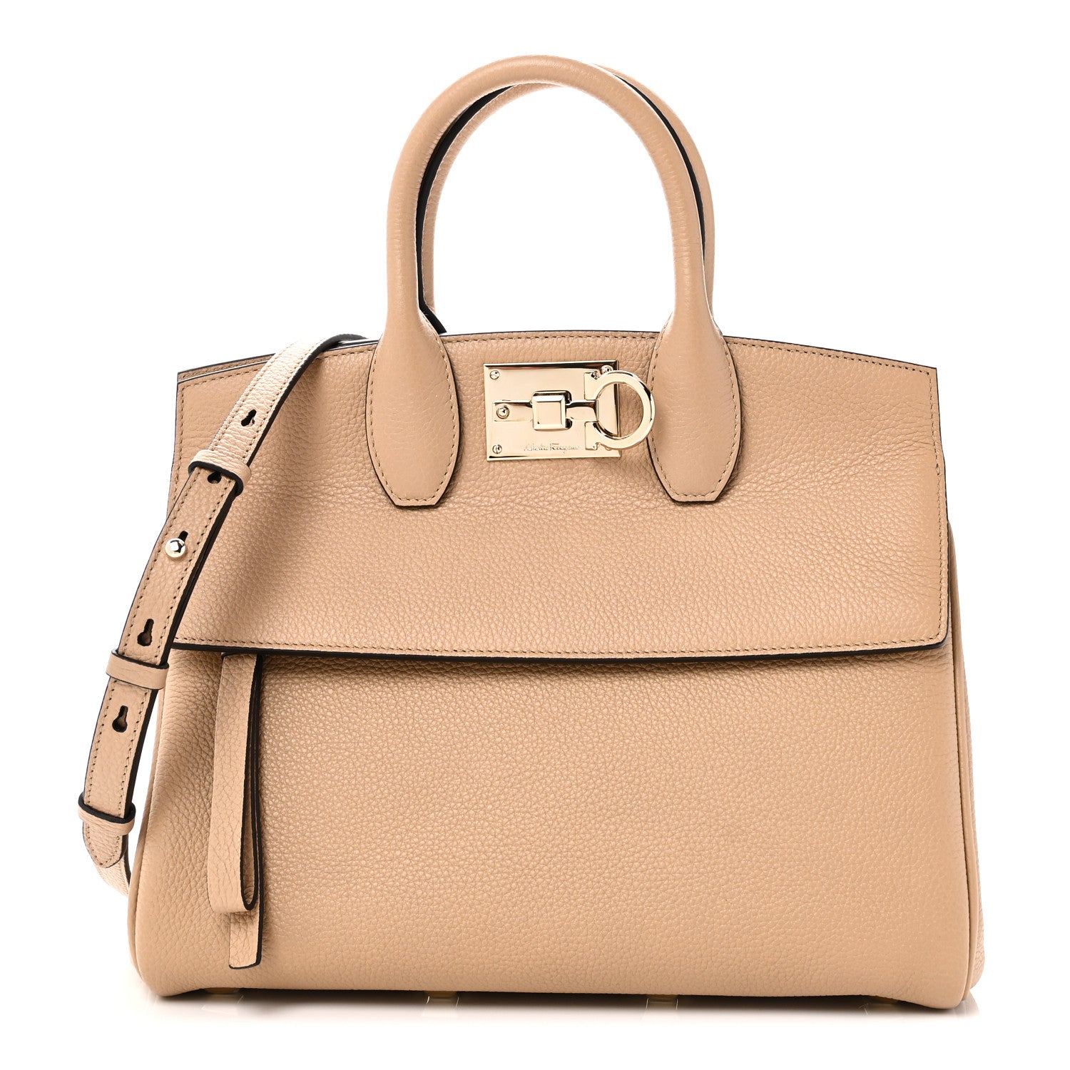 Salvatore Ferragamo Calfskin Medium Studio Bag Cashew 1865880