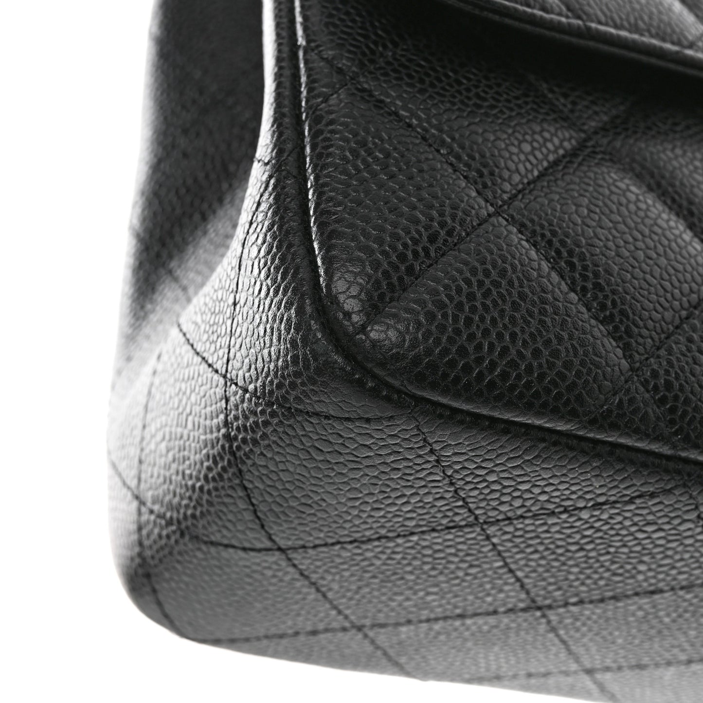 Caviar Quilted Jumbo Double Flap Black