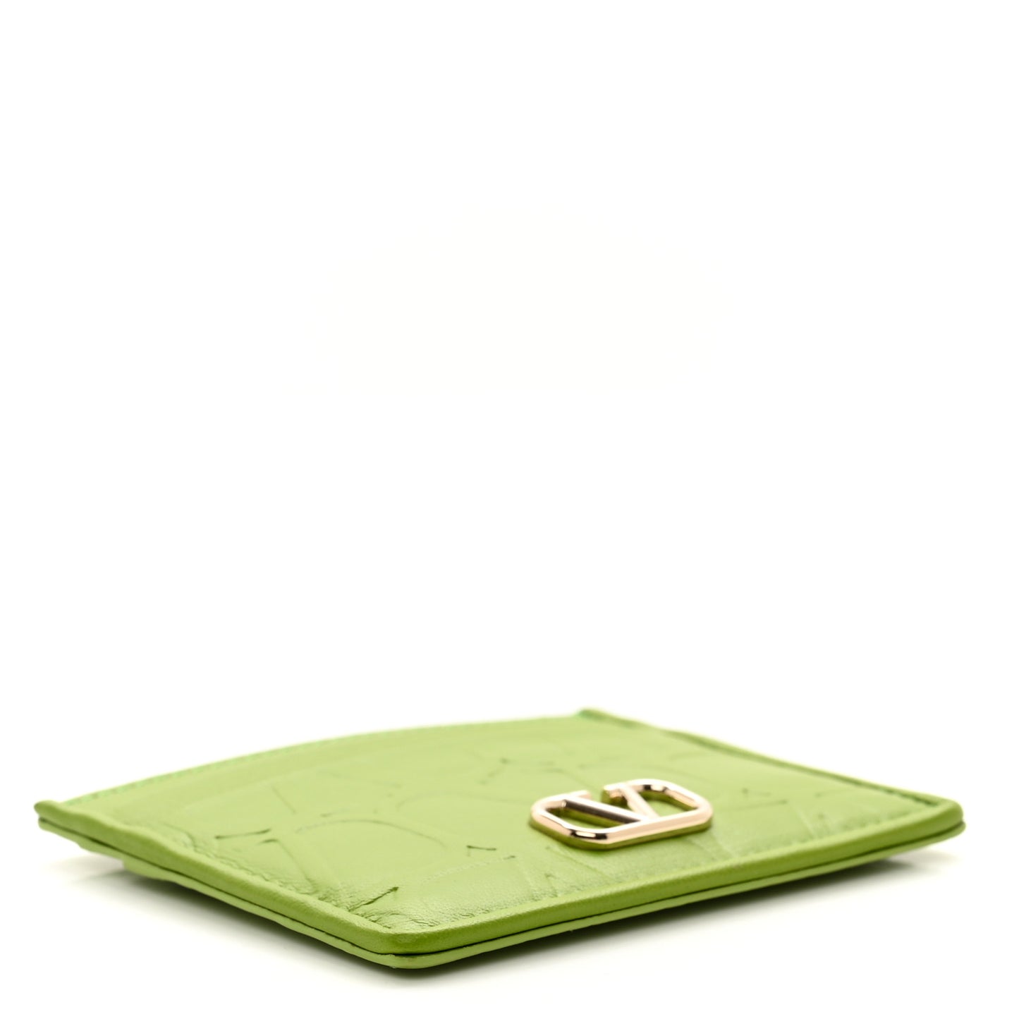 Calfskin Toile Iconographe Embossed Vlogo Card Holder Chartreuse