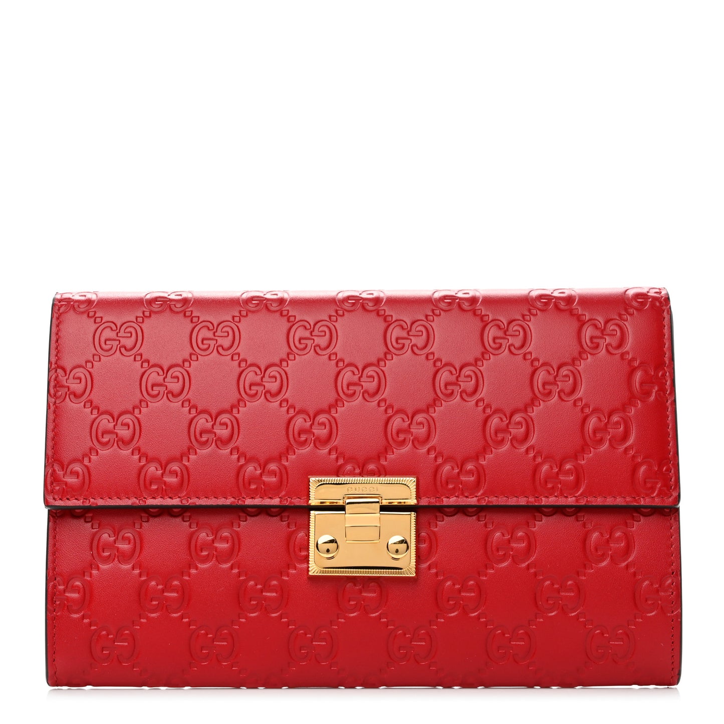 Guccissima Padlock Clutch Hibiscus Red