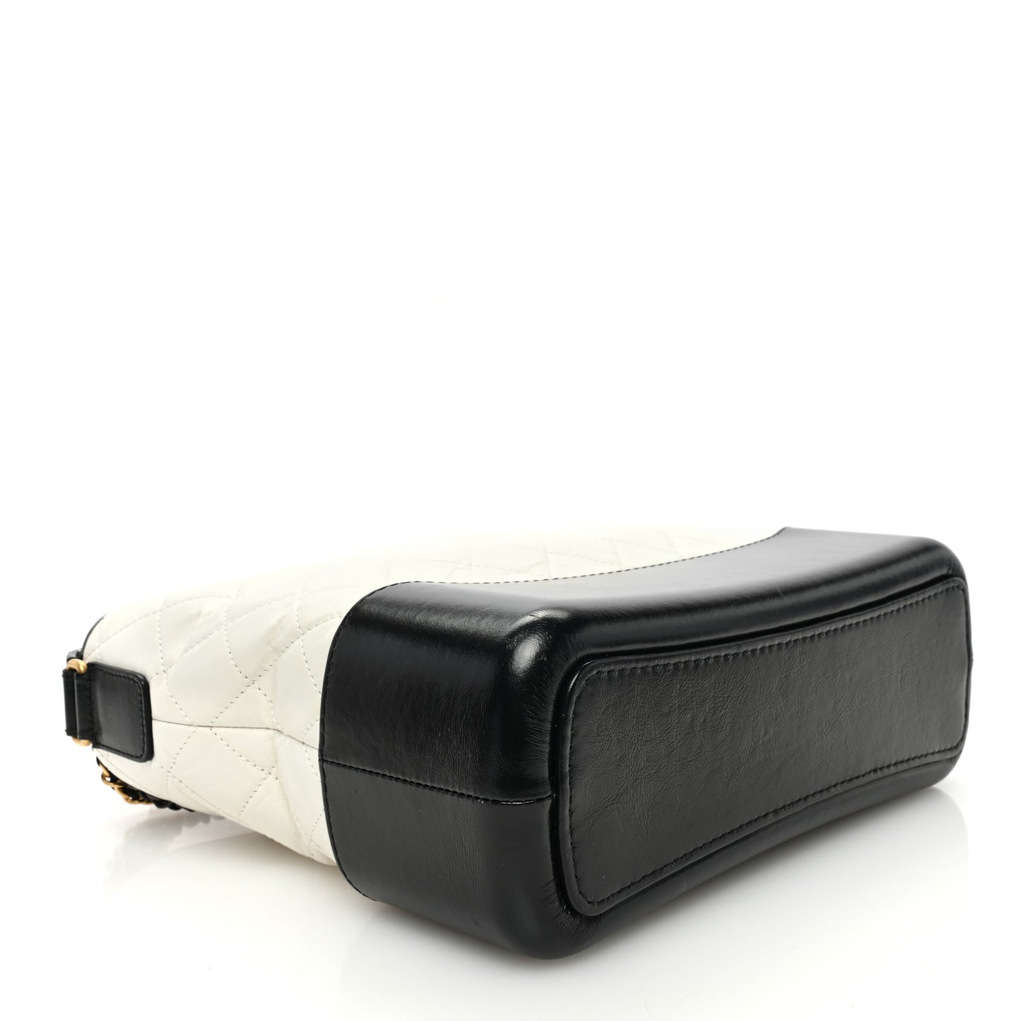 Aged Calfskin Quilted Medium Gabrielle Hobo Black White