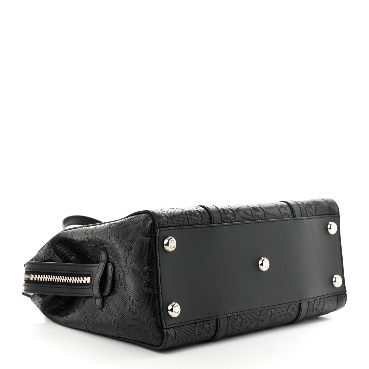Gucci Calfskin GG Tennis Embossed Tote Bag Black 4 of 10