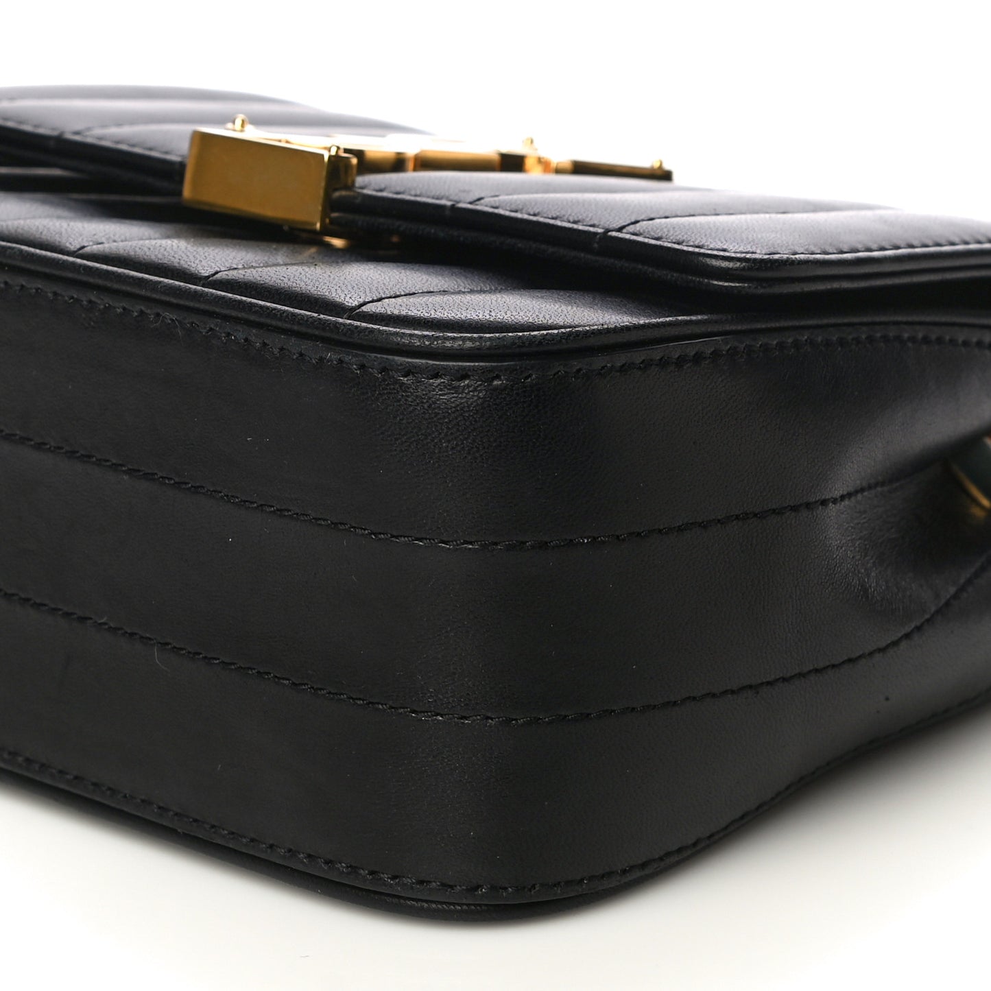 Lambskin Matelasse Monogram Small Vicky Chain Bag Black