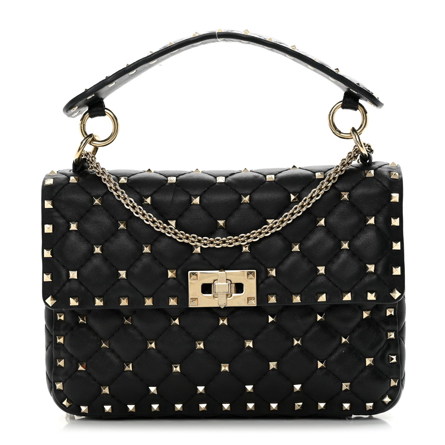 Valentino Garavani Lambskin Medium Rockstud Spike Shoulder Bag Black 1 of 11