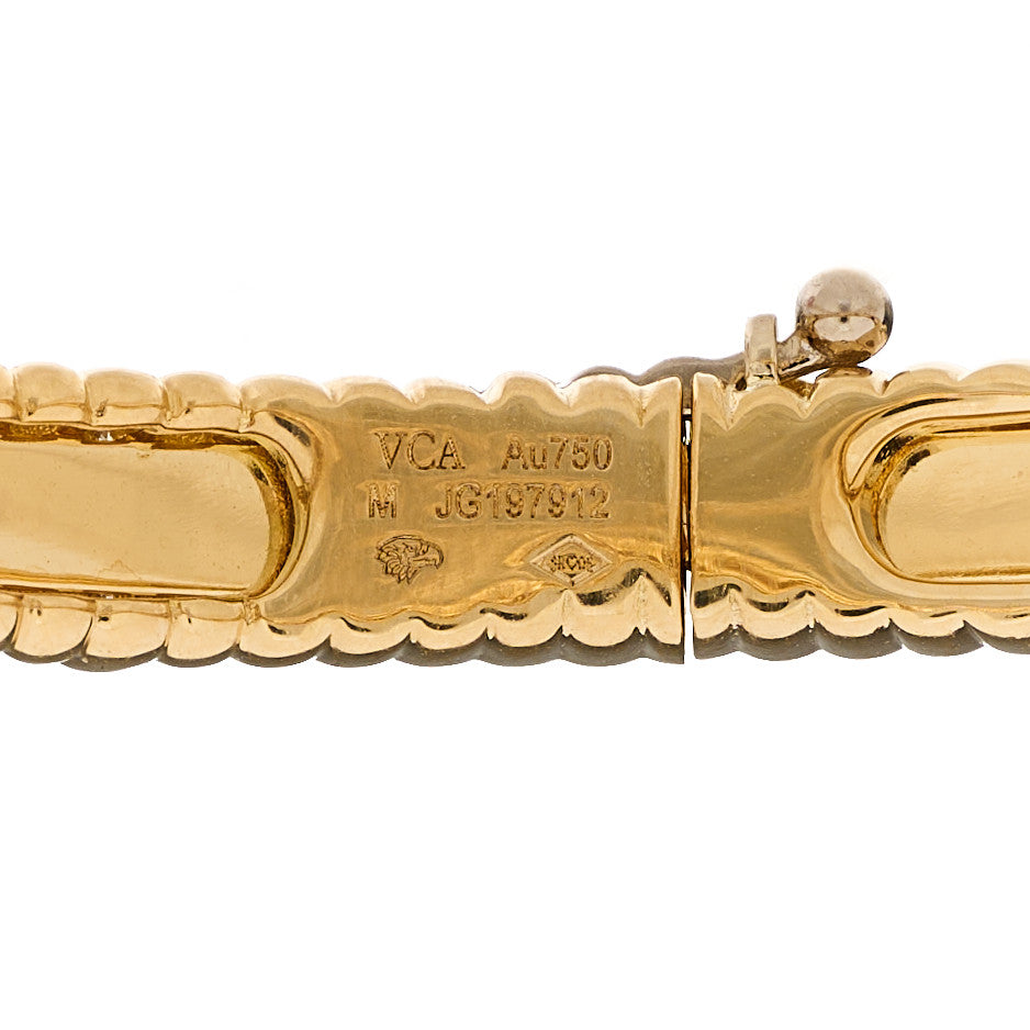 18K Yellow Gold Diamond Perlee Sweet Clovers Bracelet M