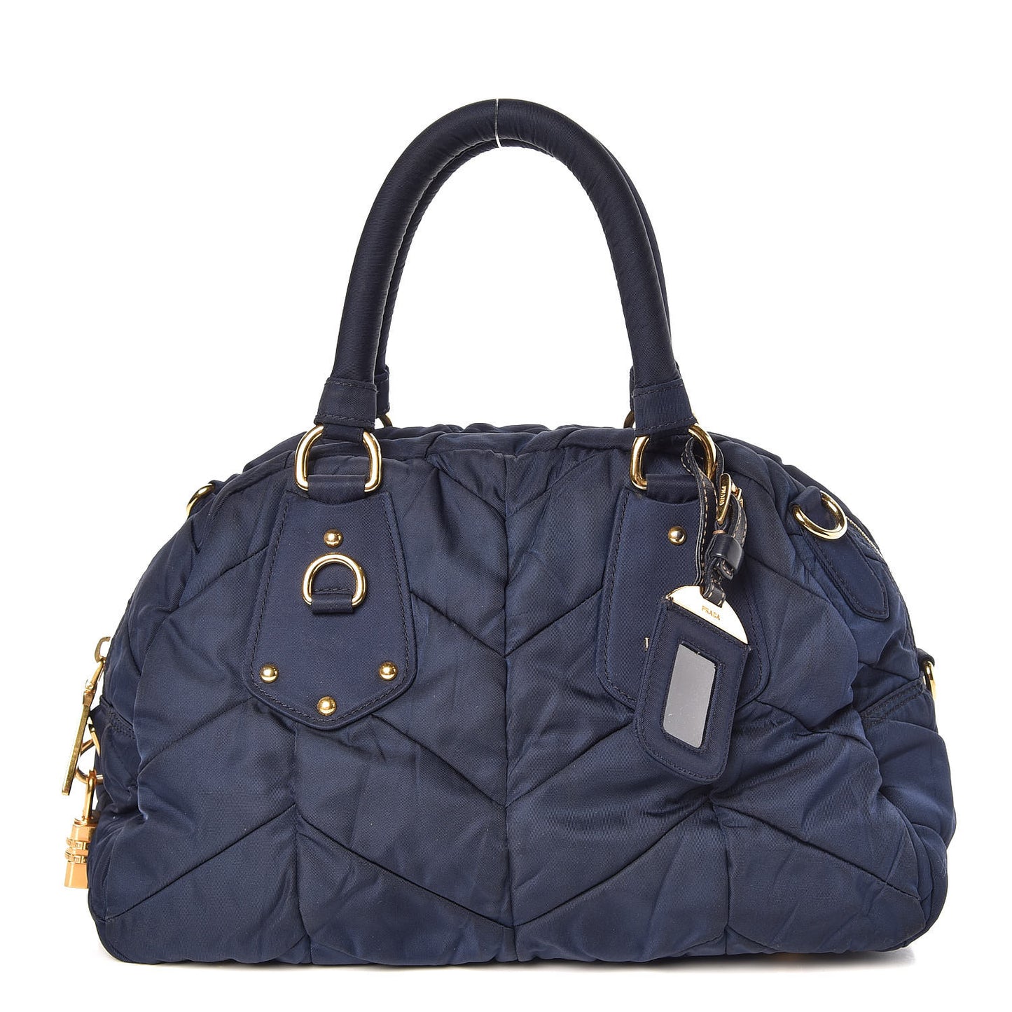 Tessuto Nylon Chevron Quilted Small Dome Satchel Blue