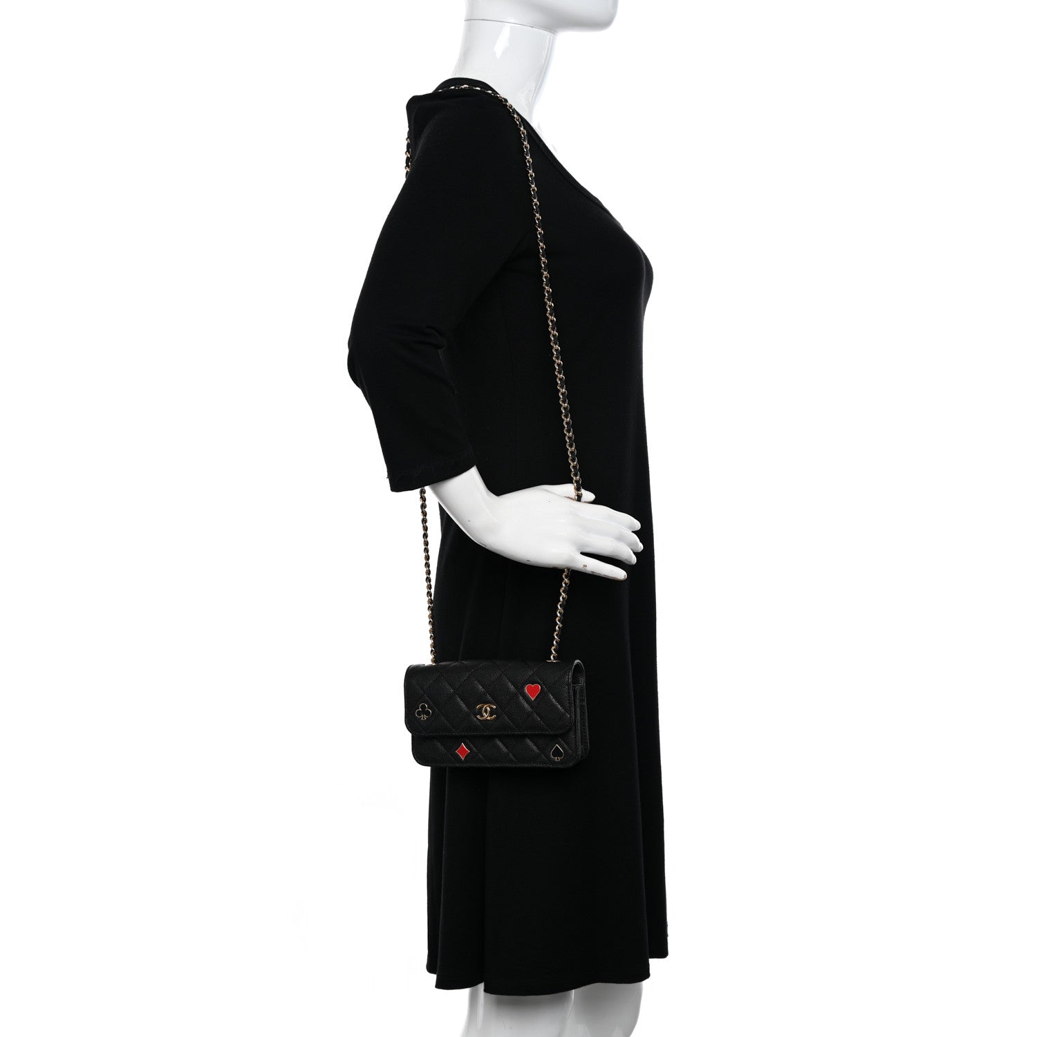 Chanel Caviar Quilted Enamel Coco Casino Flap Phone Holder With Chain Black 2 of 11