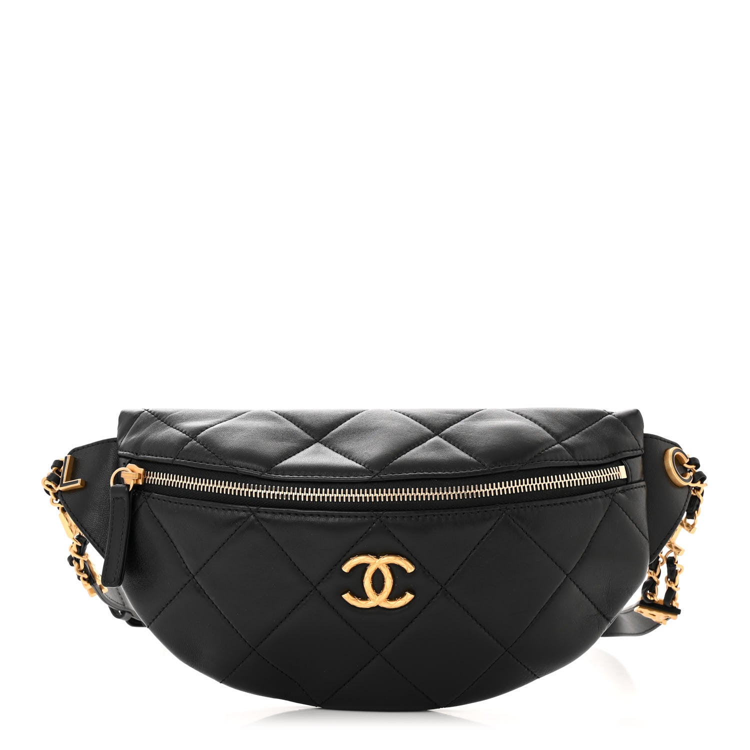 Chanel Lambskin Enamel Quilted Waist Bag Black 1 of 9
