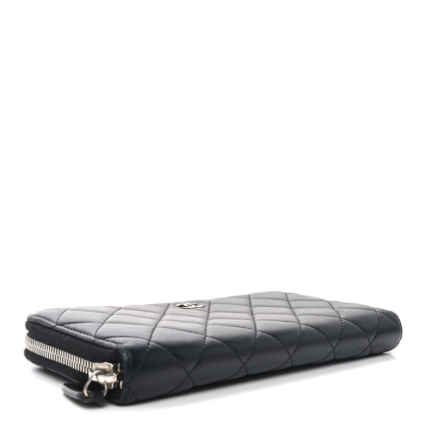 Chanel Lambskin Quilted Large Gusset Zip Around Wallet Black 4 of 10