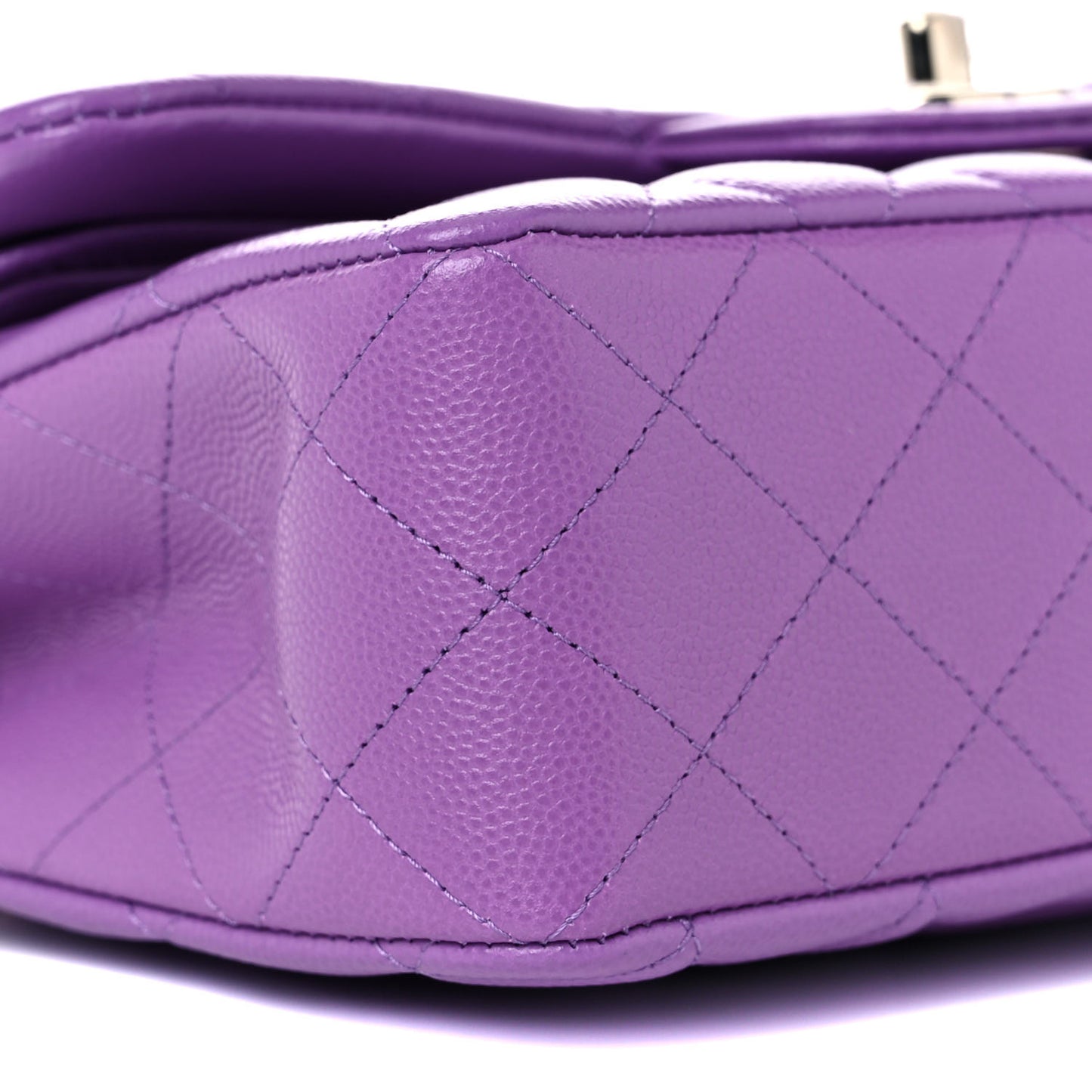 Caviar Quilted Small Double Flap Purple