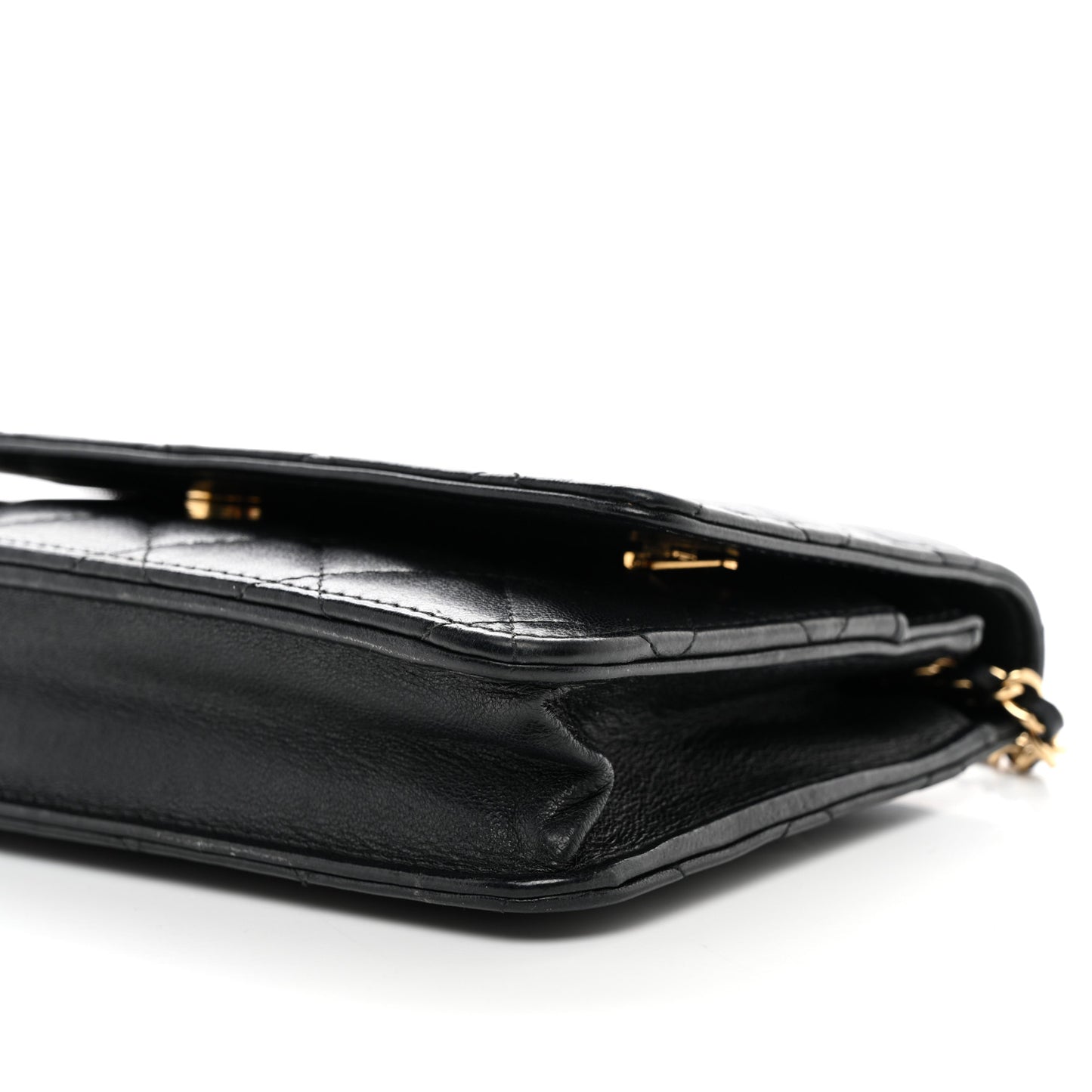 Lambskin Quilted Wallet On Chain WOC Black