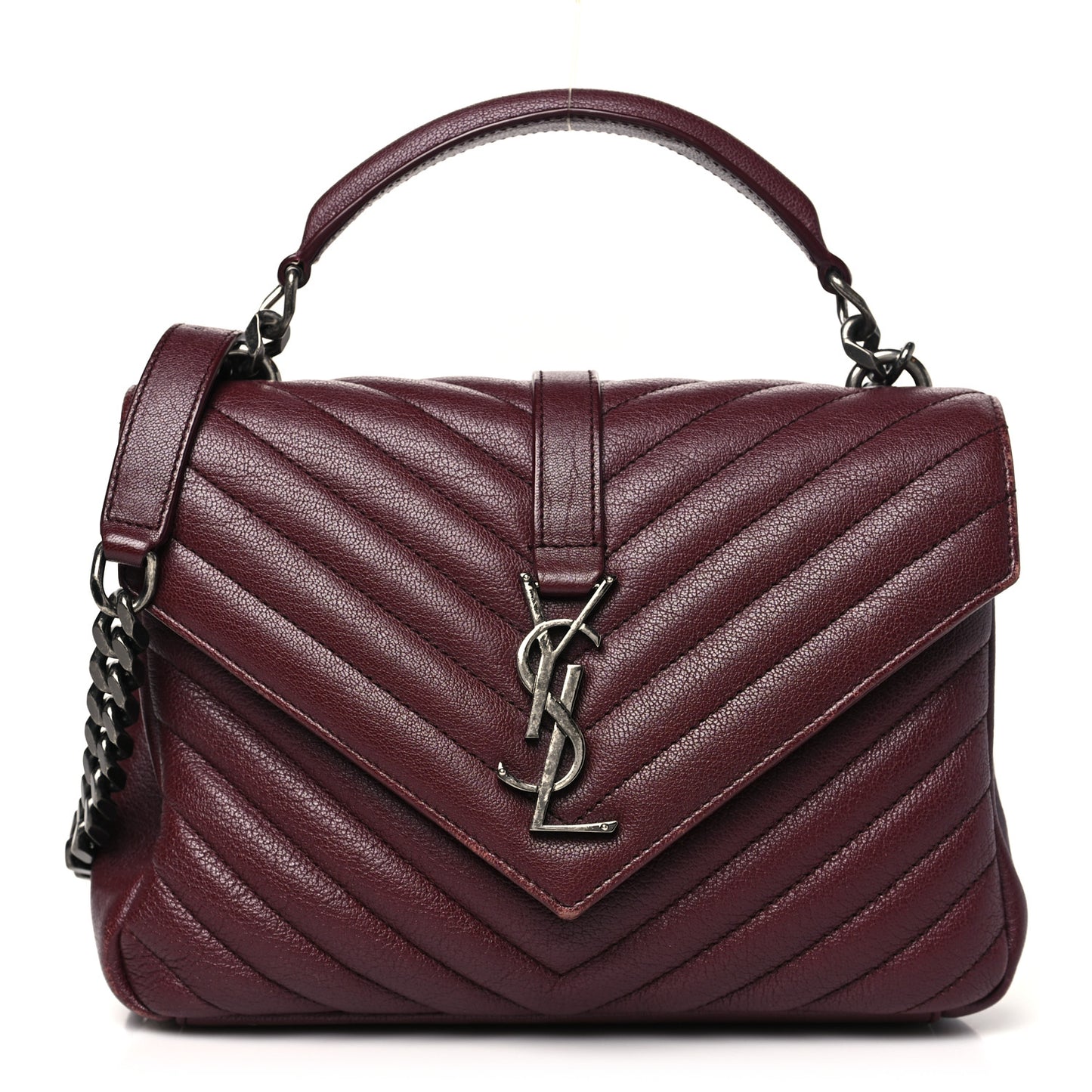 Sheepskin Matelasse Chevron Monogram Medium College Bag Rouge Legion