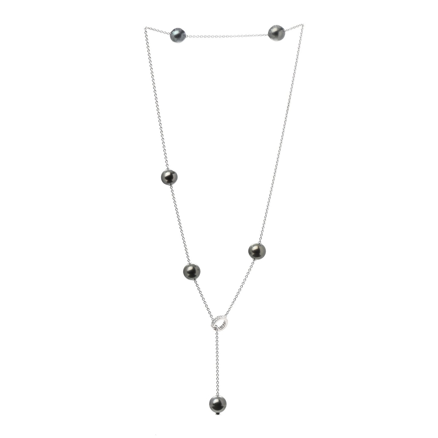 18K White Gold Diamond Black South Sea Pearl 10mm Pearls In Motion Necklace
