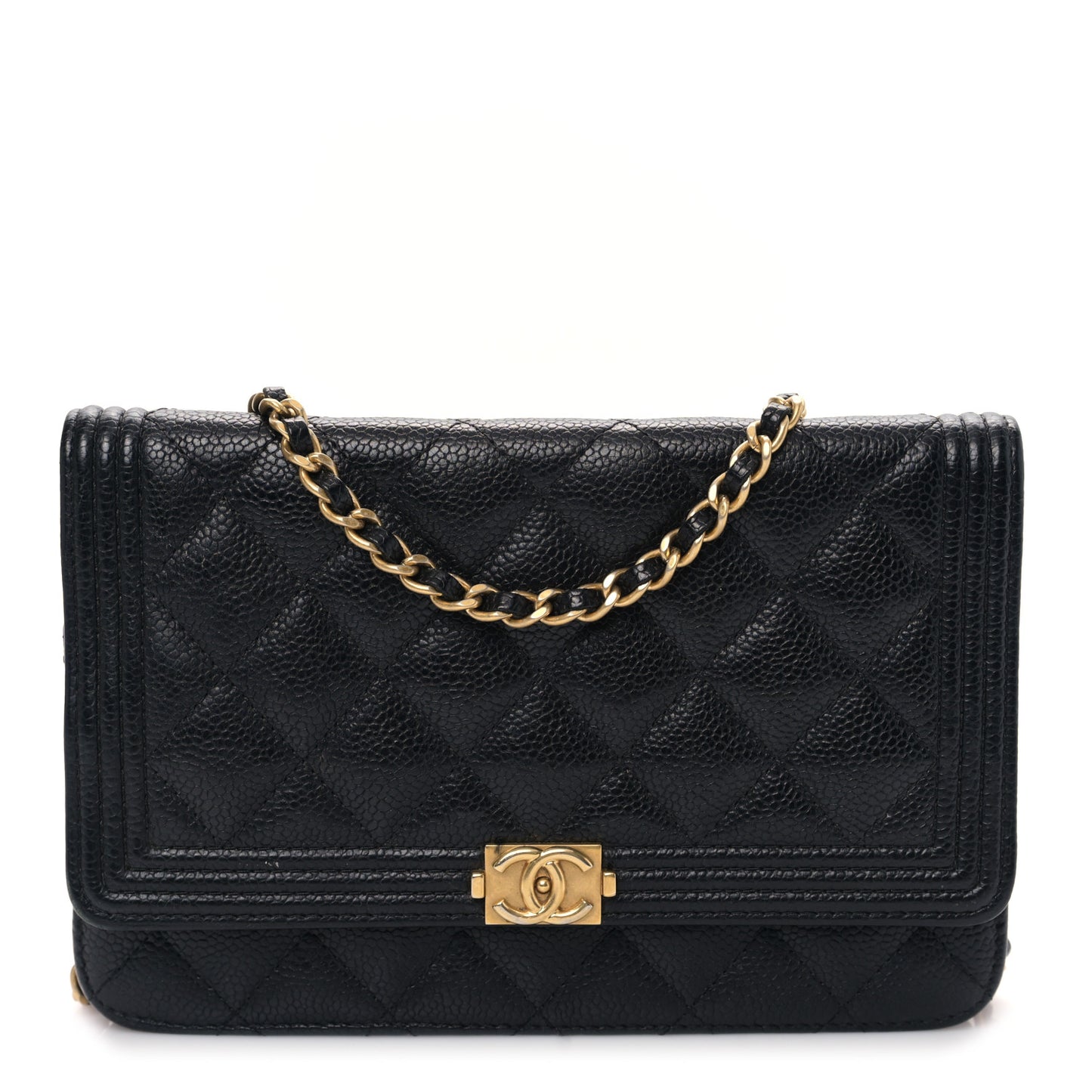 Caviar Quilted Boy Wallet On Chain WOC Black