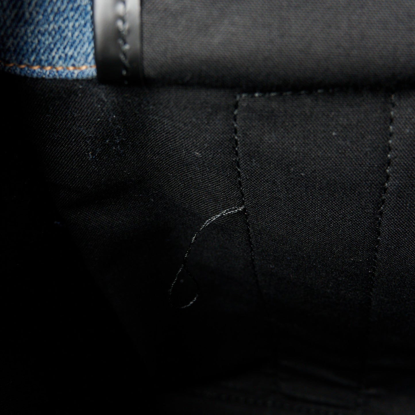 Washed Frayed Denim Logo Small Hardware Tote Blue