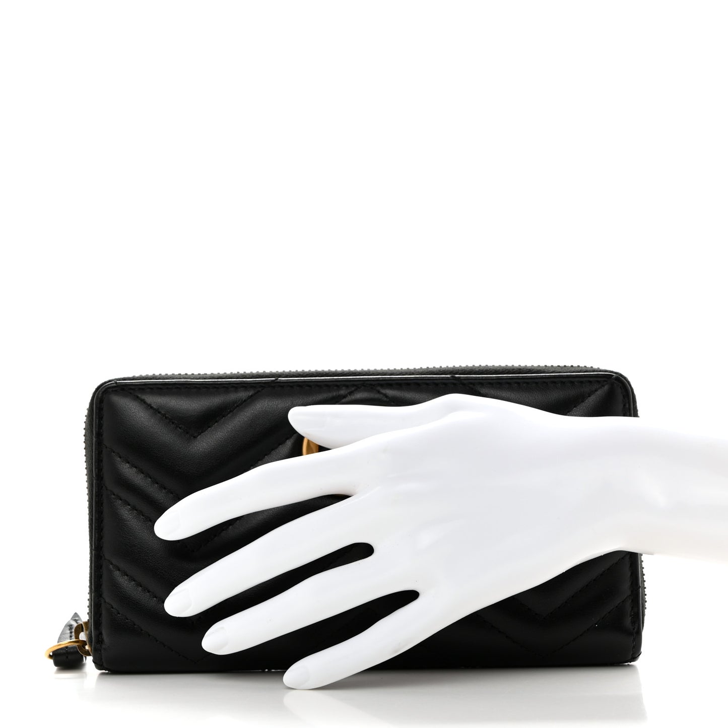 Calfskin Matelasse GG Marmont Zip Around Wallet Black