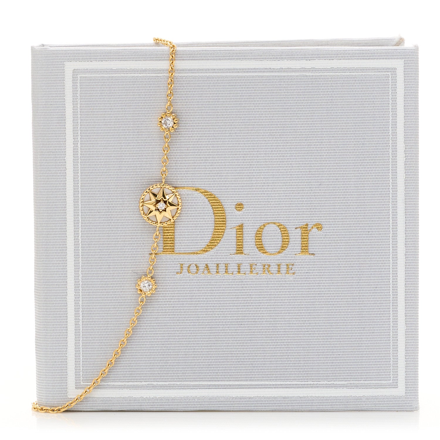 Christian Dior 18K Yellow Gold Diamond Mother of Pearl 3 Station Rose Des Vents Bracelet 5 of 5