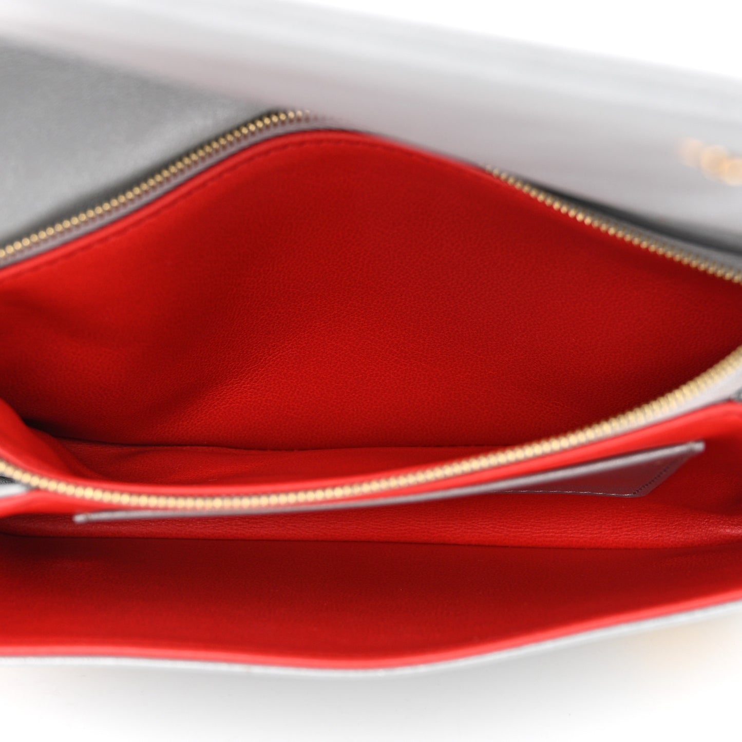 Metallic Lambskin Embossed Monogram Pochette Coussin Silver