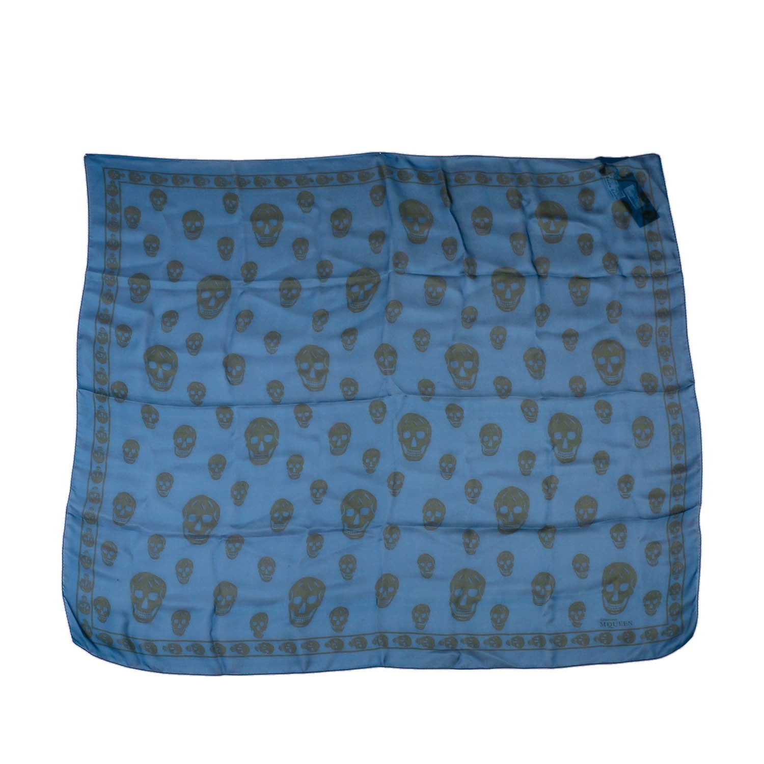 Alexander McQueen Silk Chiffon Skull Scarf Blue 3 of 6