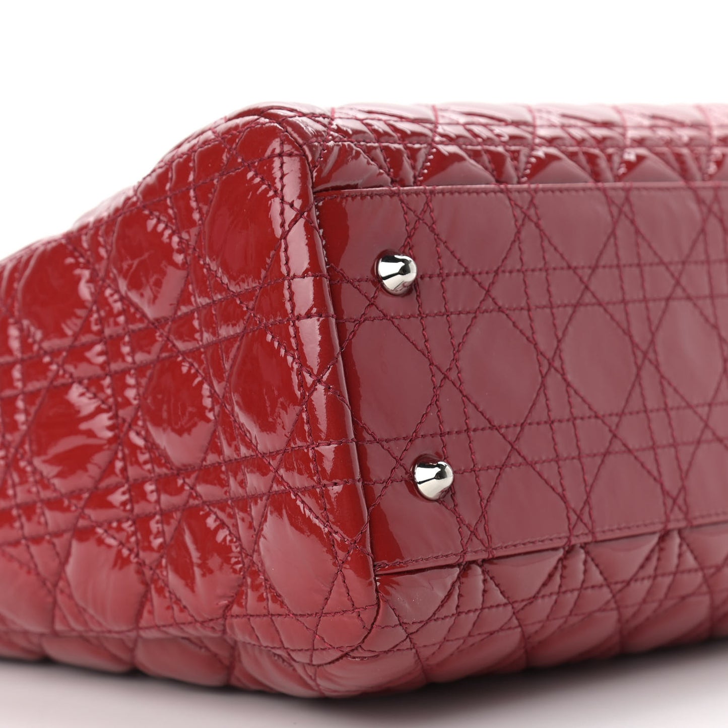 Patent Cannage Large Dior Soft Shopping Tote Red