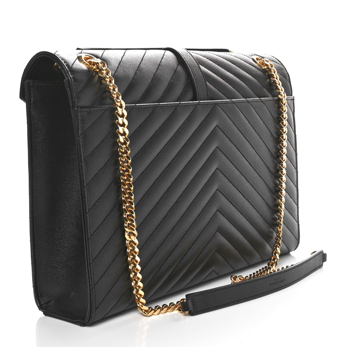 Grain De Poudre Matelasse Chevron Large Monogram Satchel Black
