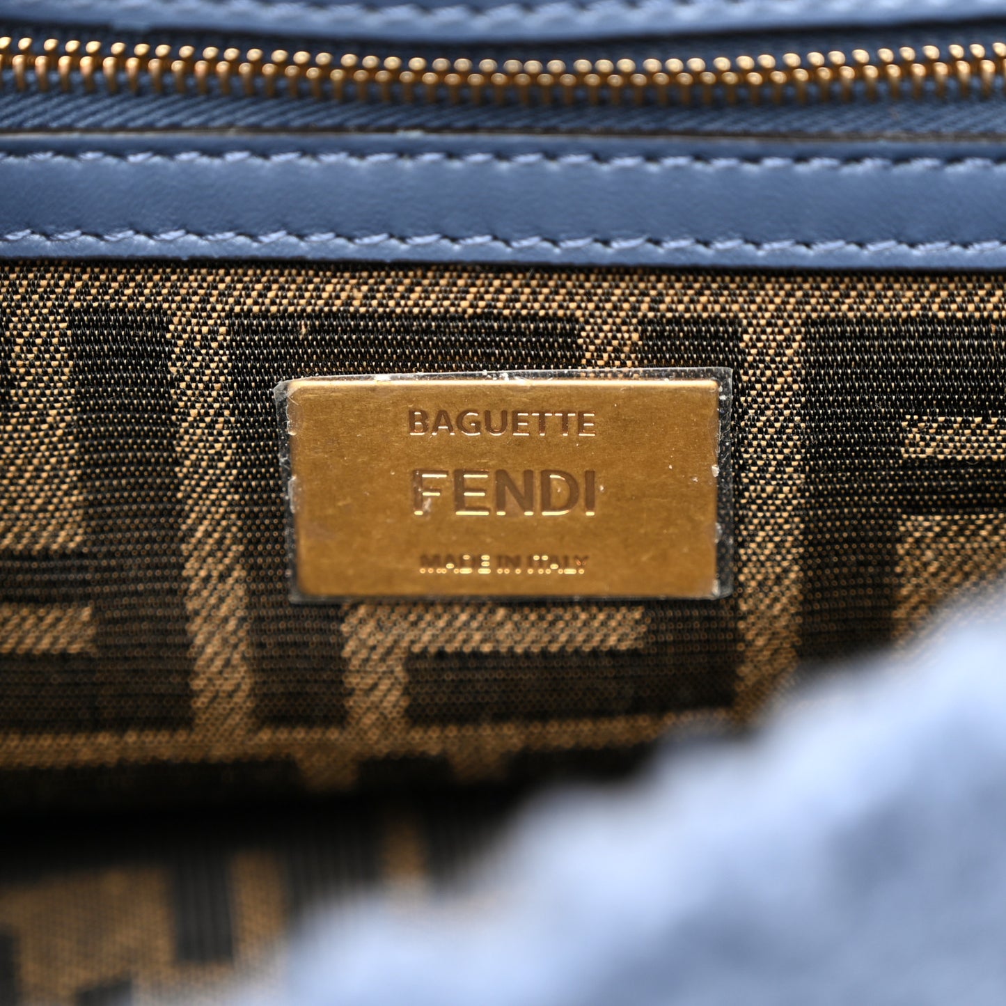 Shearling Lambskin FF Midi Chain Baguette Mirto