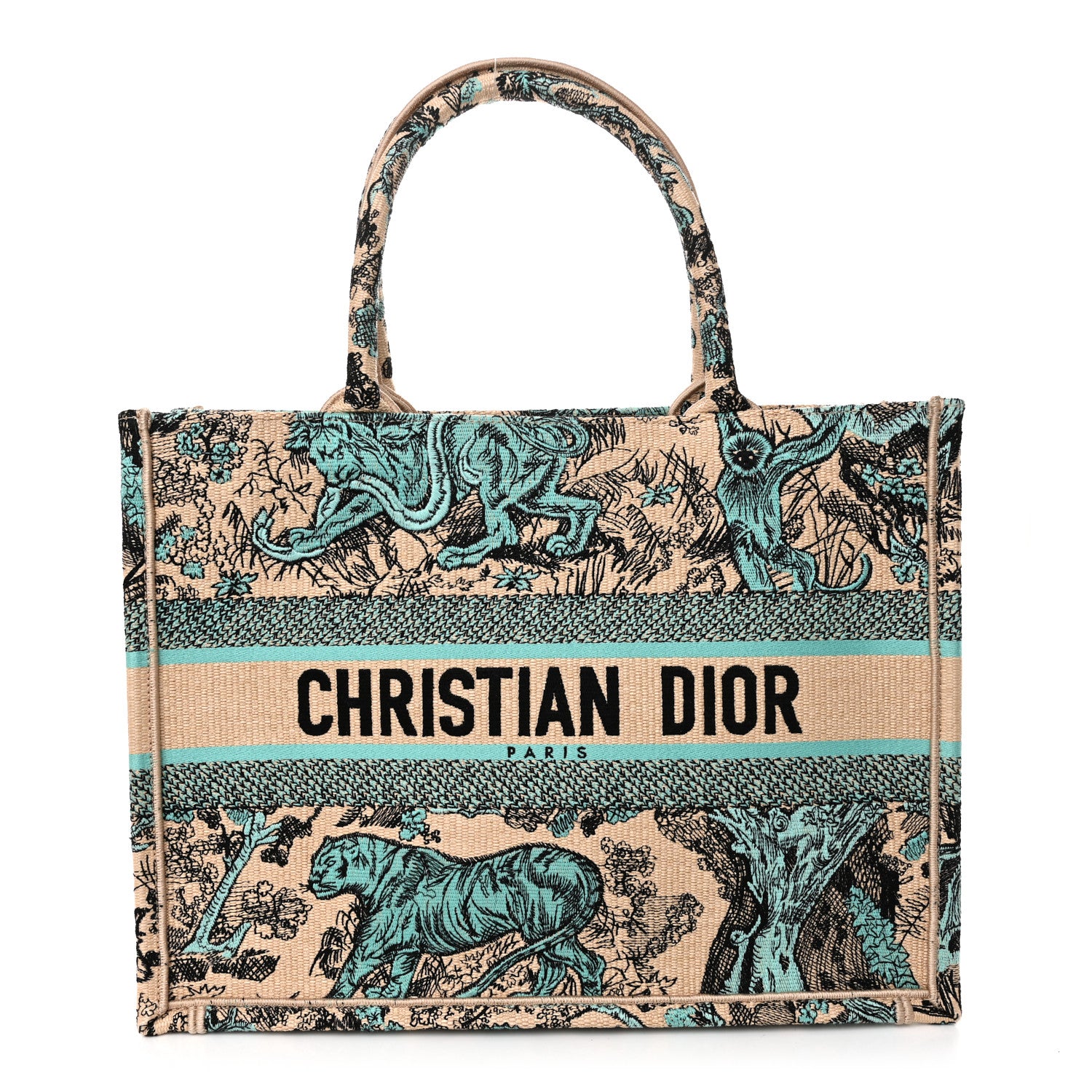 Christian Dior Raffia Embroidered Dioriviera Medium Book Tote