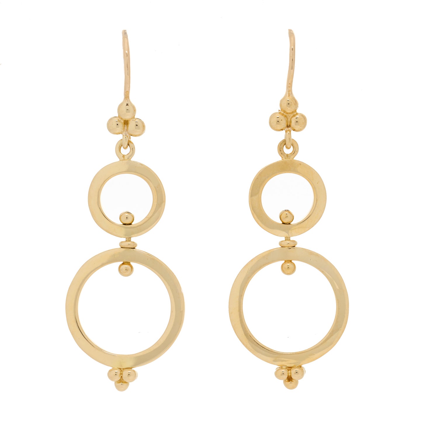 18K Yellow Gold Spin Drop Earrings
