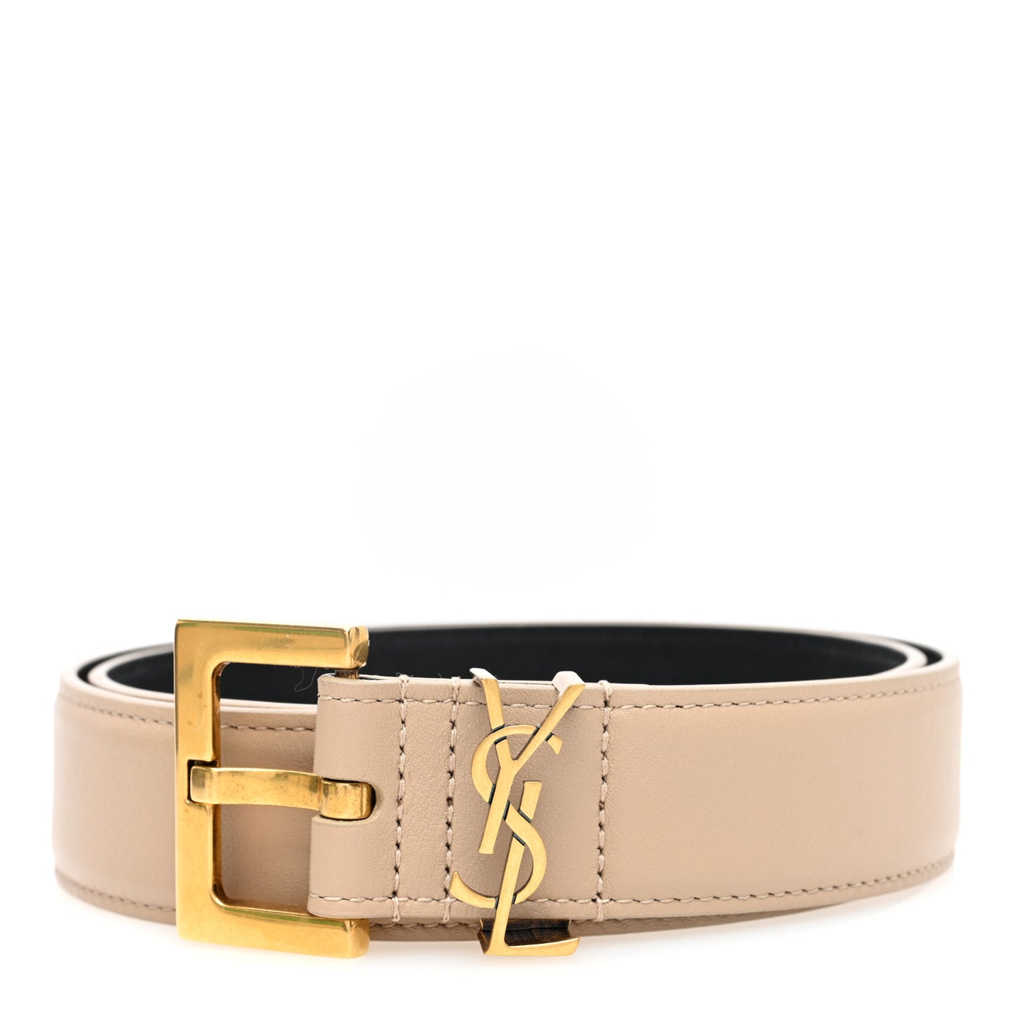 Smooth Calfskin Monogram Square Buckle Belt 70 28 Dark Beige