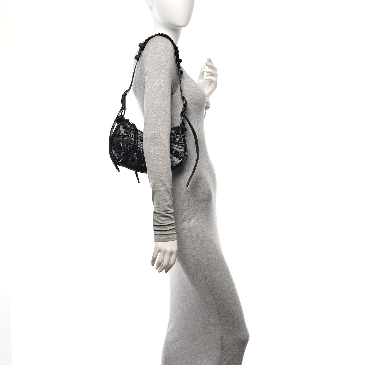 Agneau Arena Monochrome Le Cagole Shoulder Bag XS Black