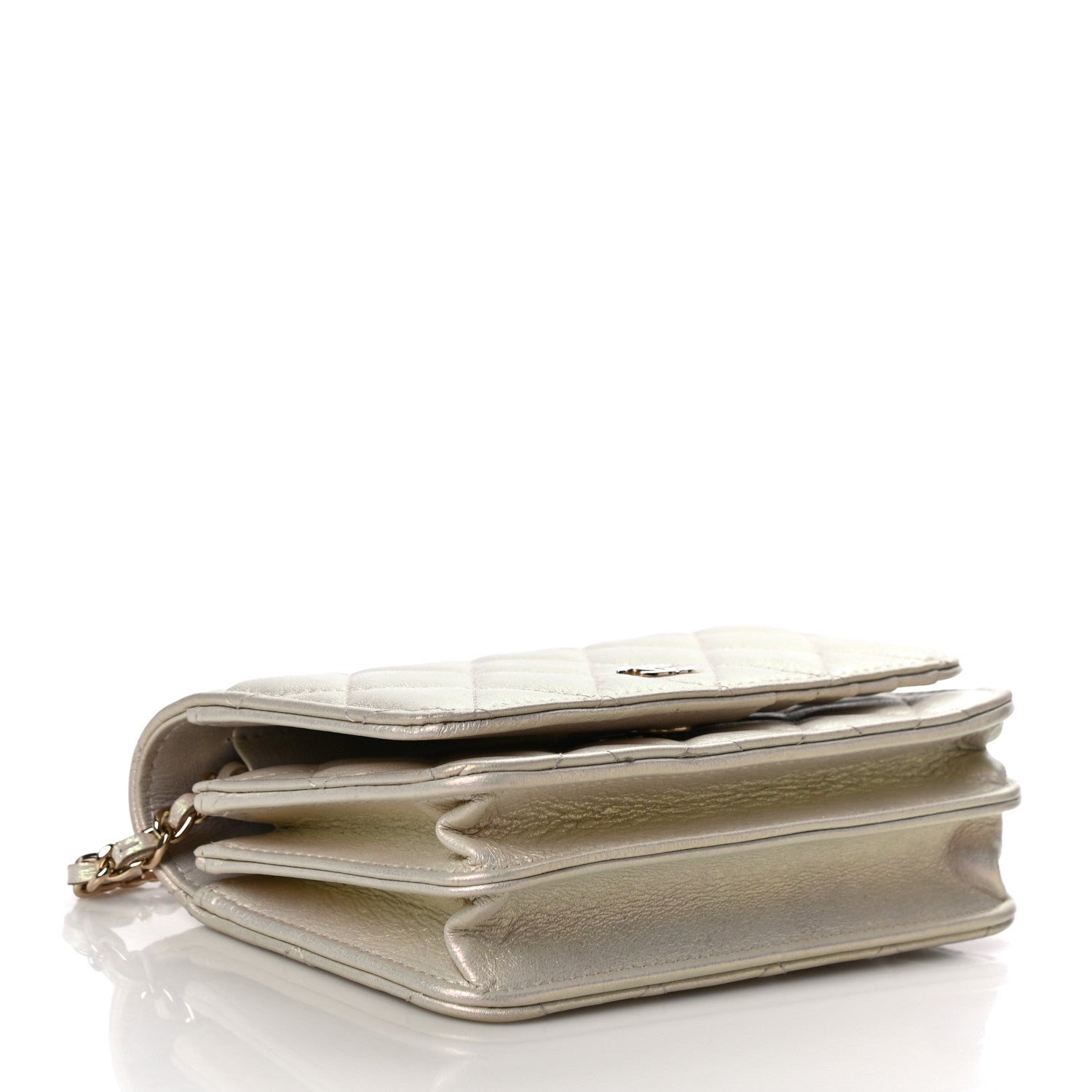 Chanel Iridescent Lambskin Quilted Mini Wallet On Chain WOC Ivory 4 of 12