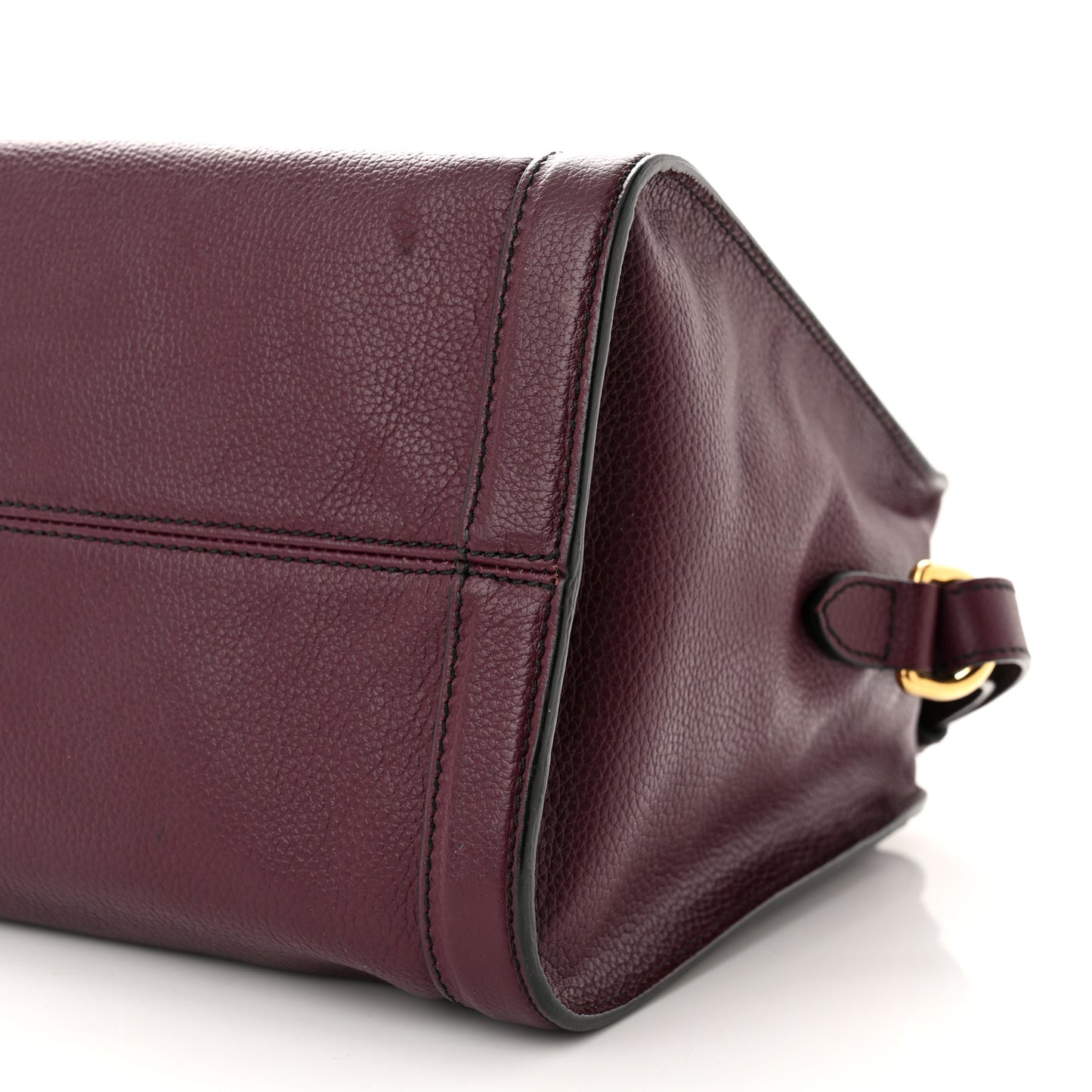 Pebbled Calfskin Small Skull Padlock Zip Around Tote Burgundy