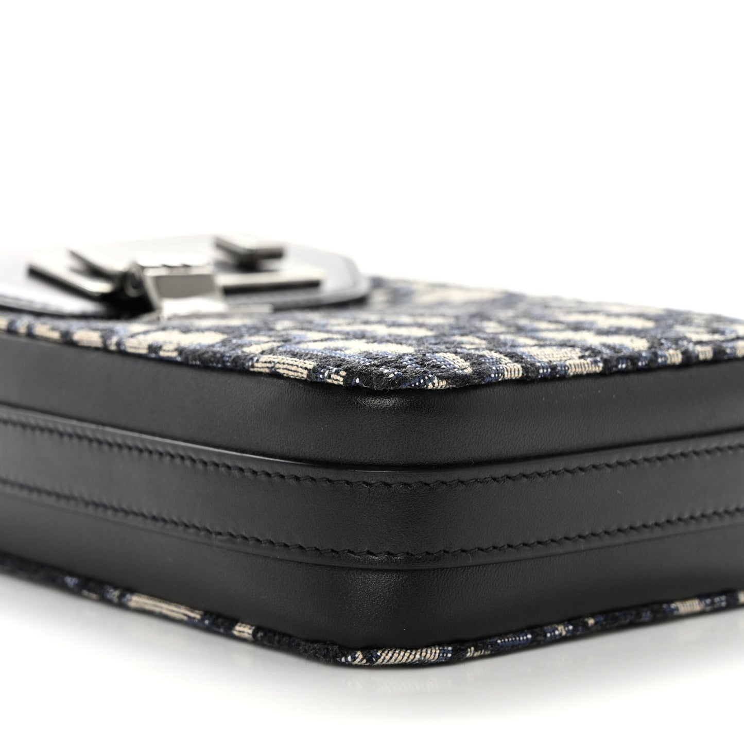 Oblique Calfskin Vertical Pouch Black