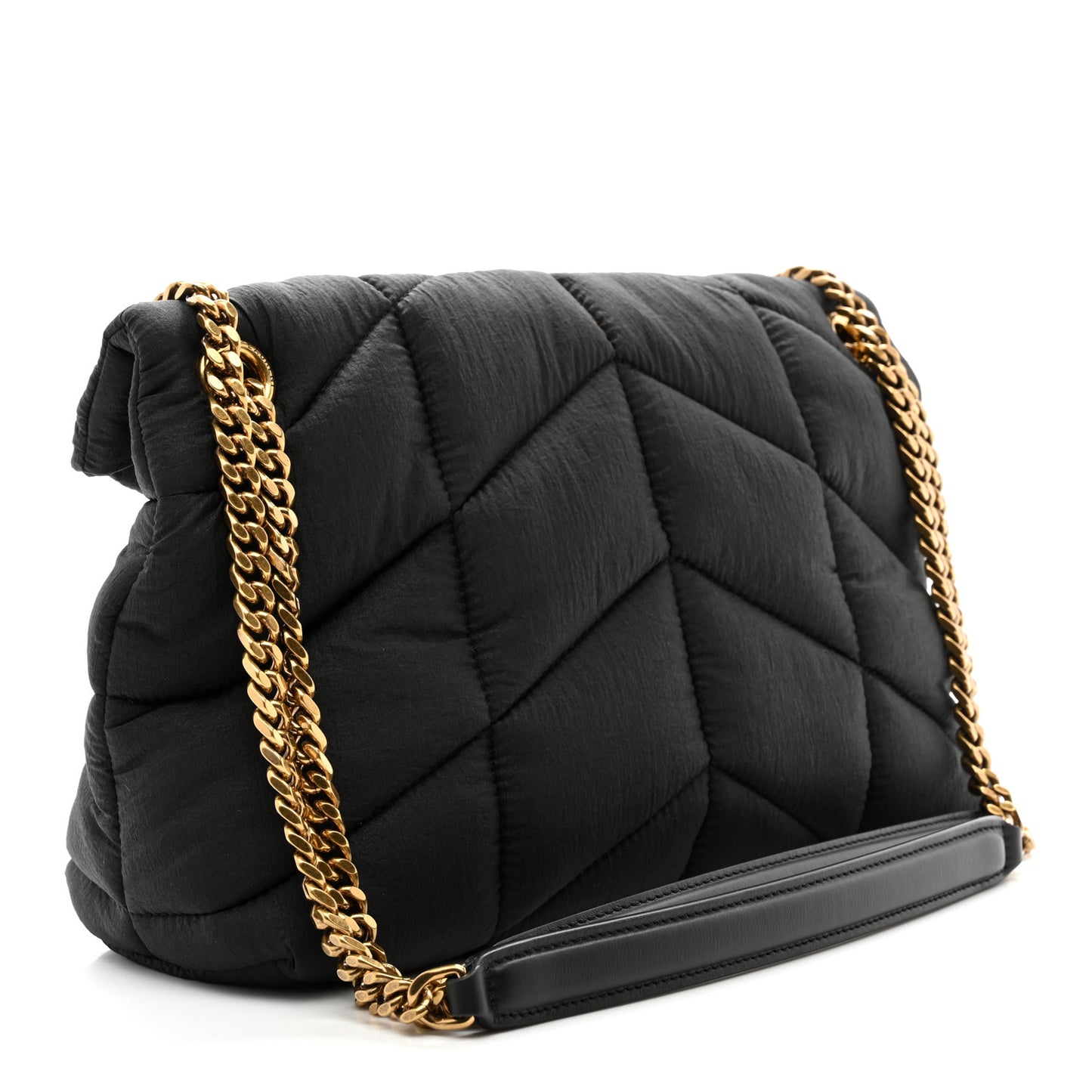 Nylon Quilted Small Loulou Puffer Monogram Chain Satchel Black