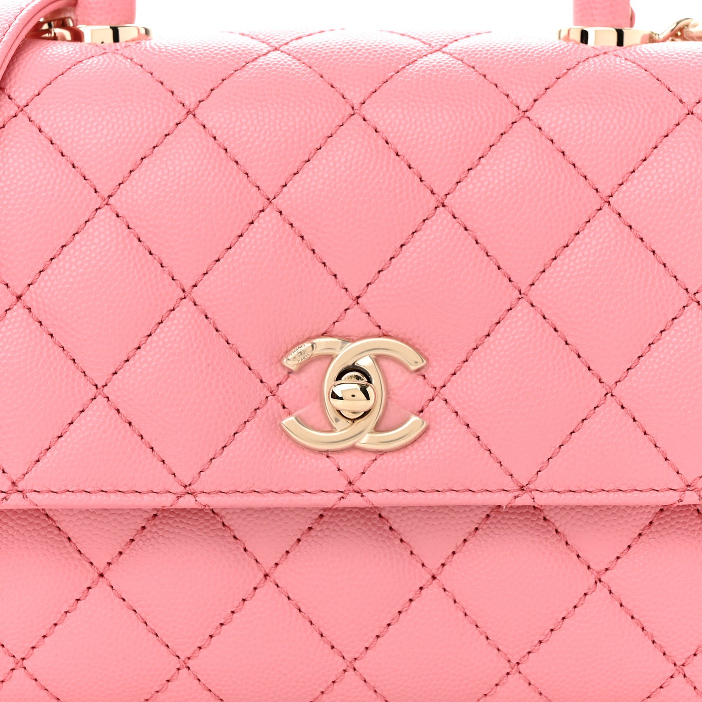 Caviar Quilted Mini Coco Chain Handle Flap Pink