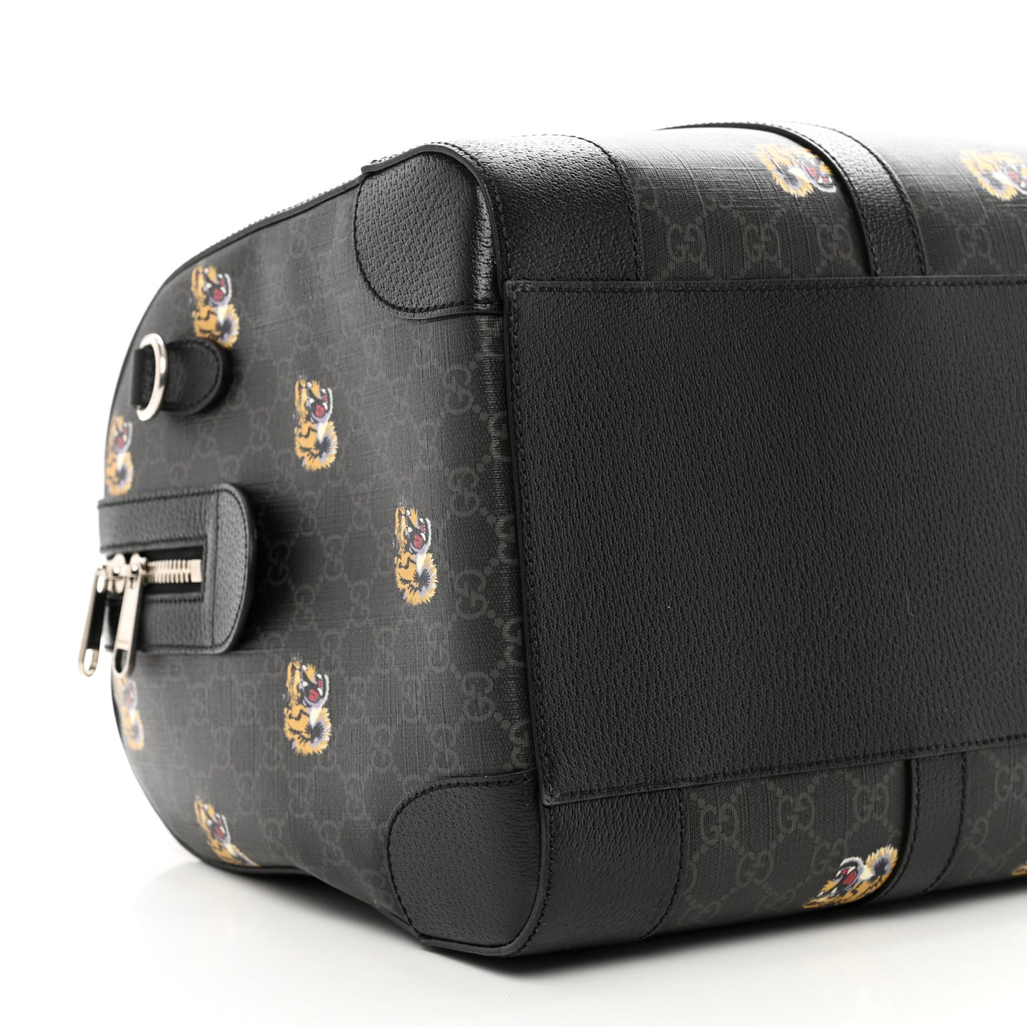 GG Supremem Monogram Tiger Face Textured Dollar Calfskin Large Retro Interlocking G Duffle Bag Black Multicolor