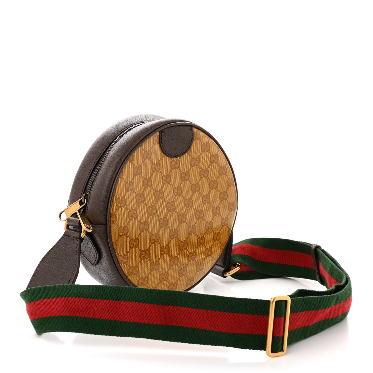 Gucci X ADIDAS Crystal Vintage Monogram Textured Dollar Calfskin Web Trefoil Small Ophidia Round Shoulder Bag Mid Natural Nut Off White New Acero 3 of 10