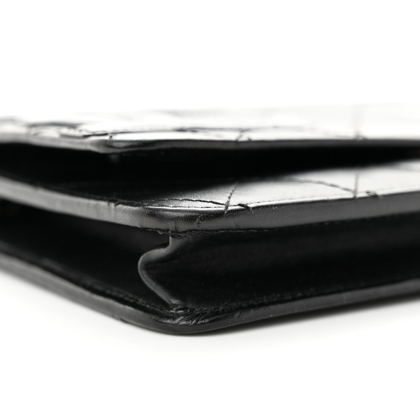 Calfskin Quilted Cambon Wallet on Chain WOC Black
