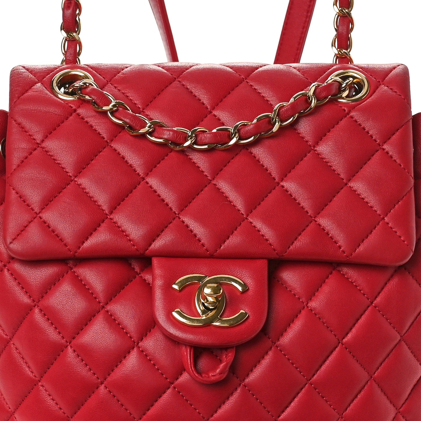 Lambskin Quilted Small Urban Spirit Backpack Red