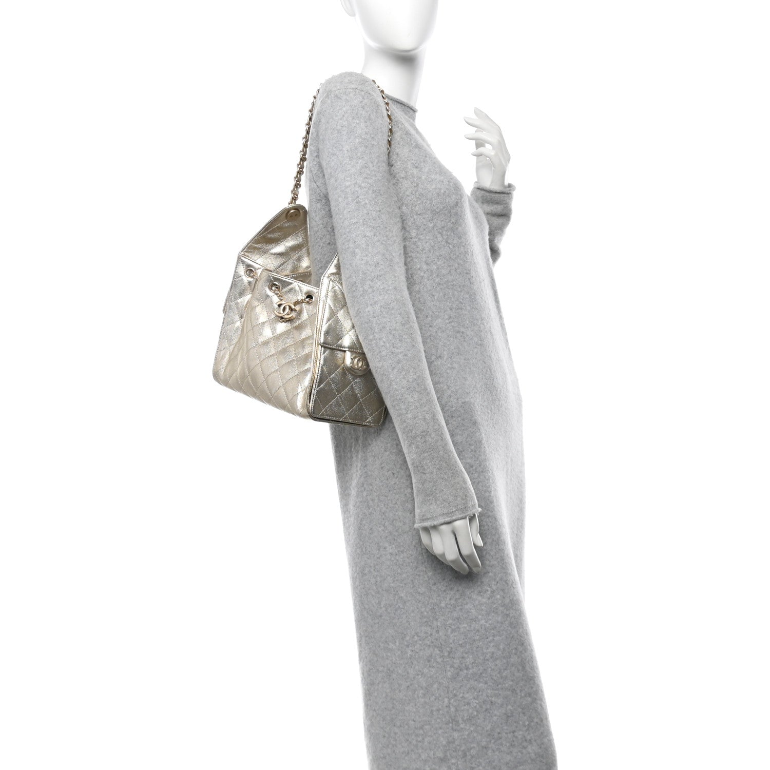 Chanel Metallic Caviar Quilted Small Chanel 25 Hobo Gold 2 of 10